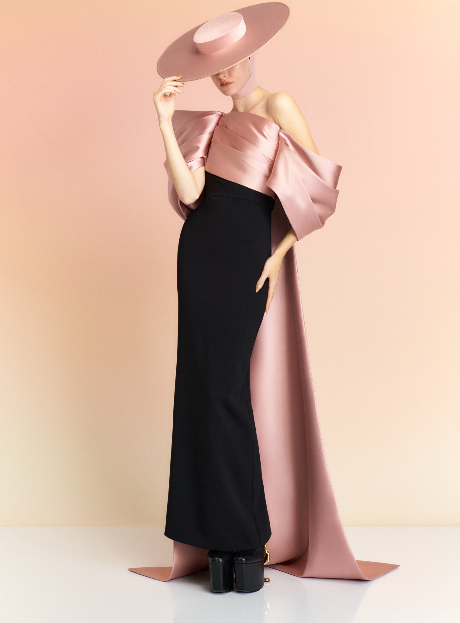 The Raye Maxi Dress in Oyster and Black