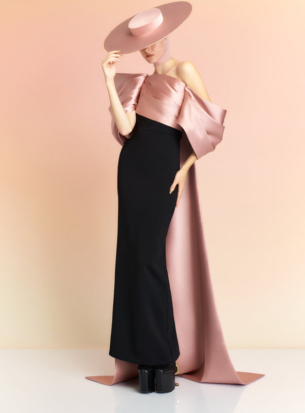 chinese dress ladies Arella Maxi in Sand – Darlo Rentals main image 1