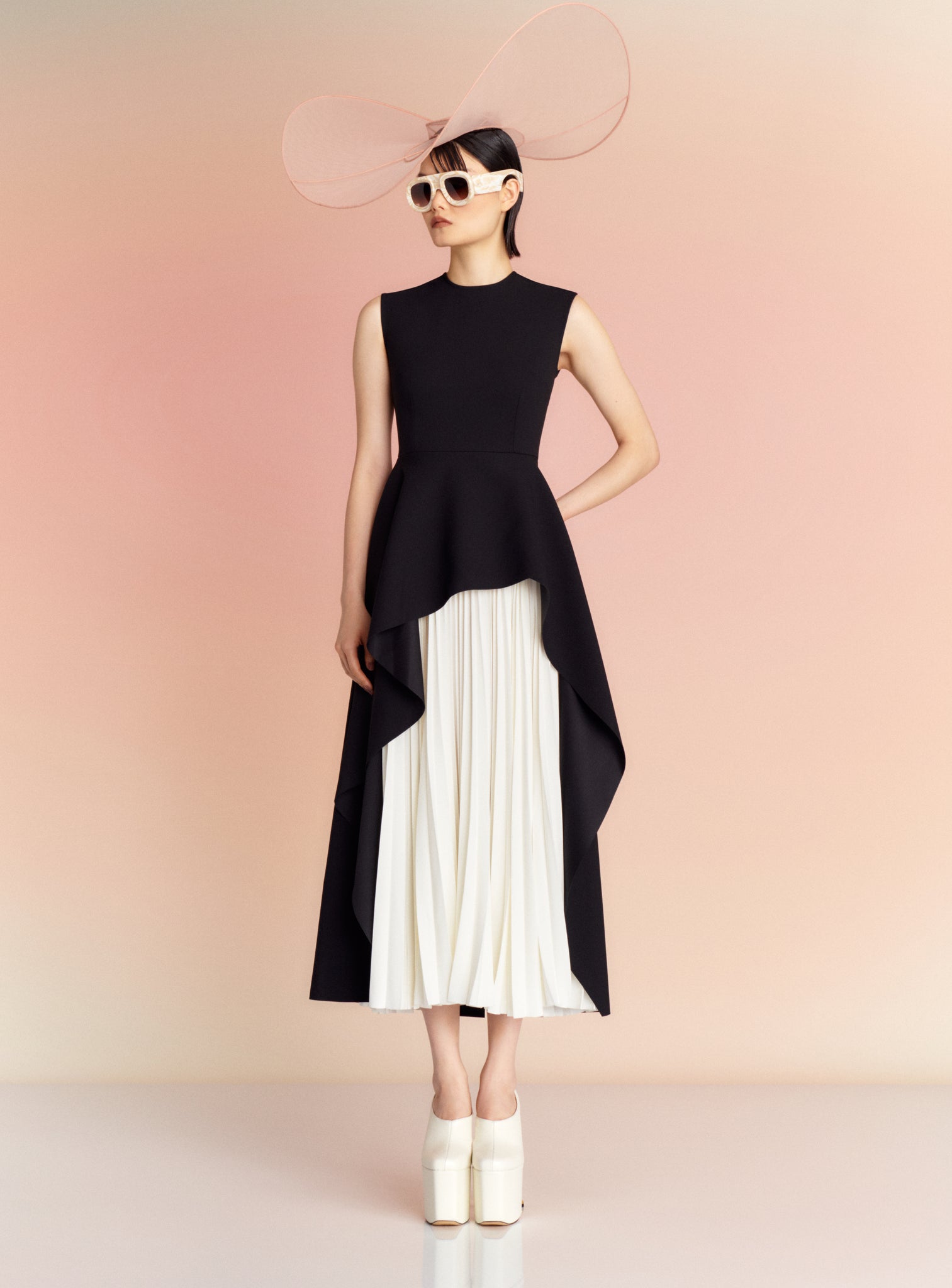 The Severny Midi Dress in Black & Cream