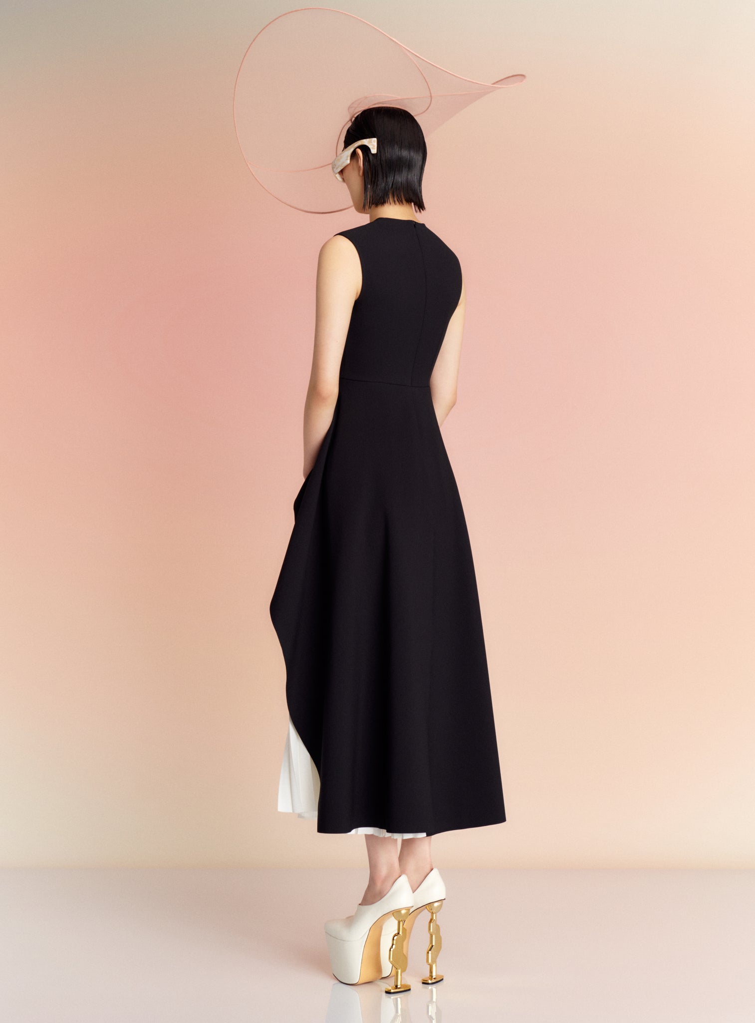 The Severny Midi Dress in Black & Cream Solace London The Severny Midi Dress in Black & Cream Solace London
