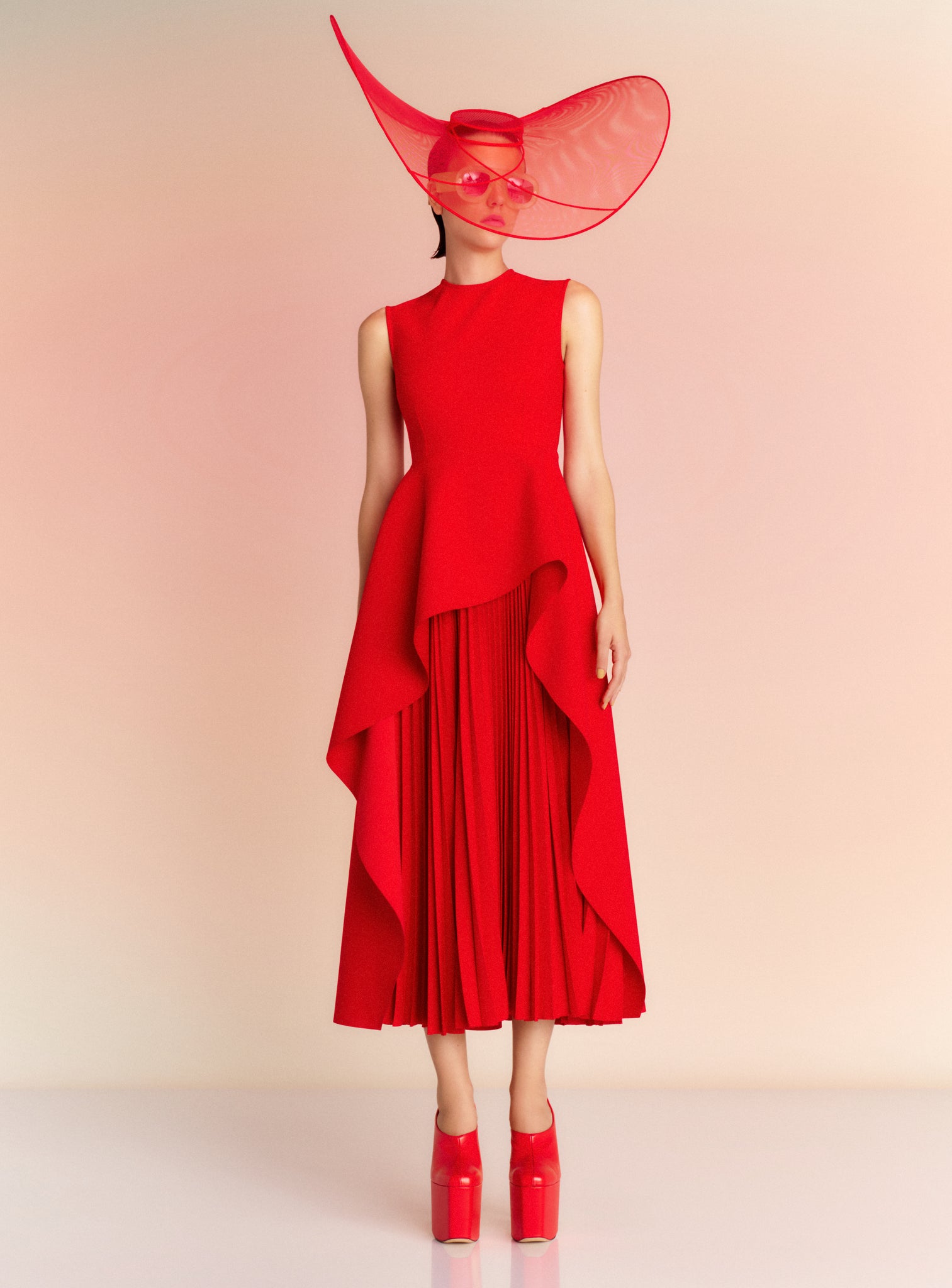 The Severny Midi Dress in Red