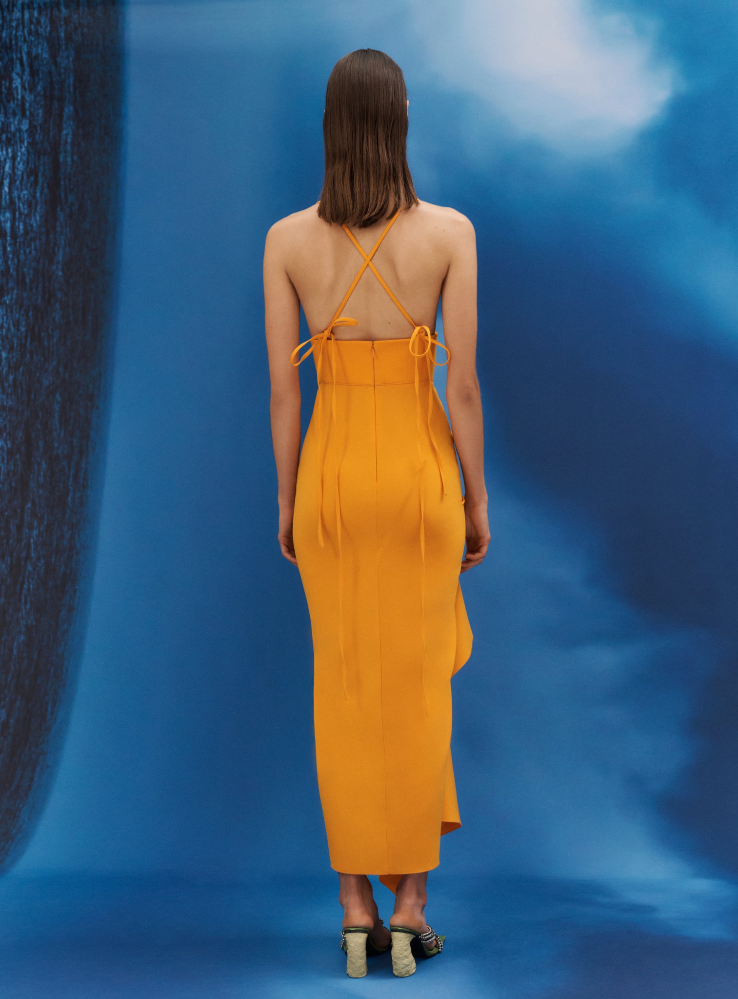 solace london orange dress Solace London 2024 Asymmetrical Overlay Midi Dress | Orange