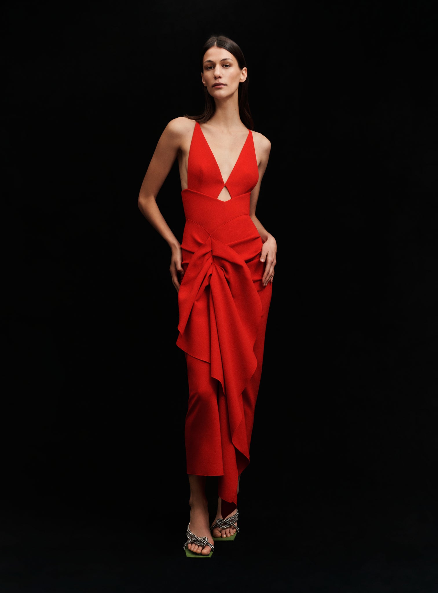 solace london orange dress Halterneck Long Dress