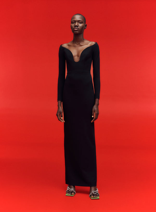 knee length dresses for ladies The Krista Maxi Dress in Black – Solace London main image 0