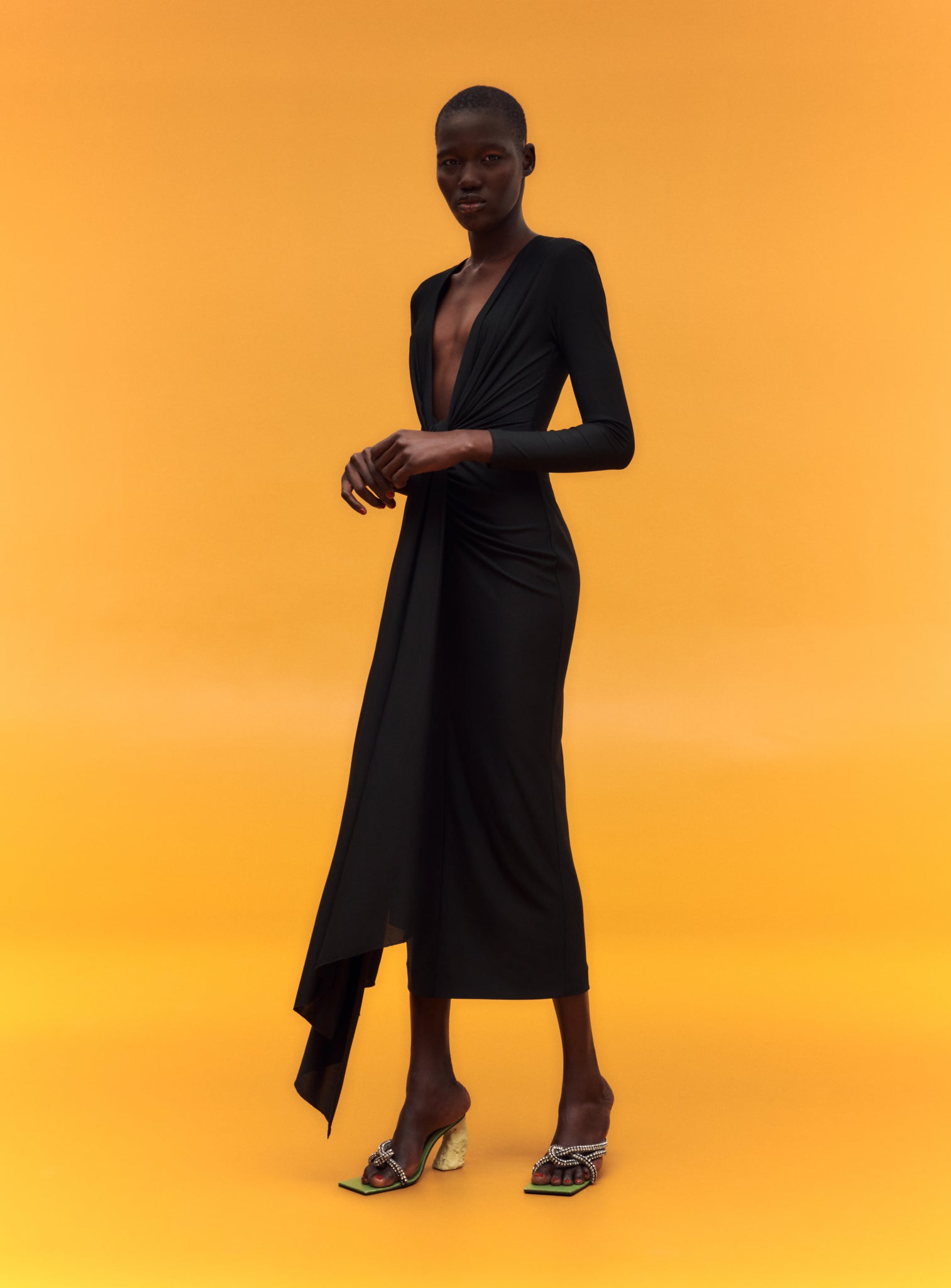 The Lorena Midi Dress in Black