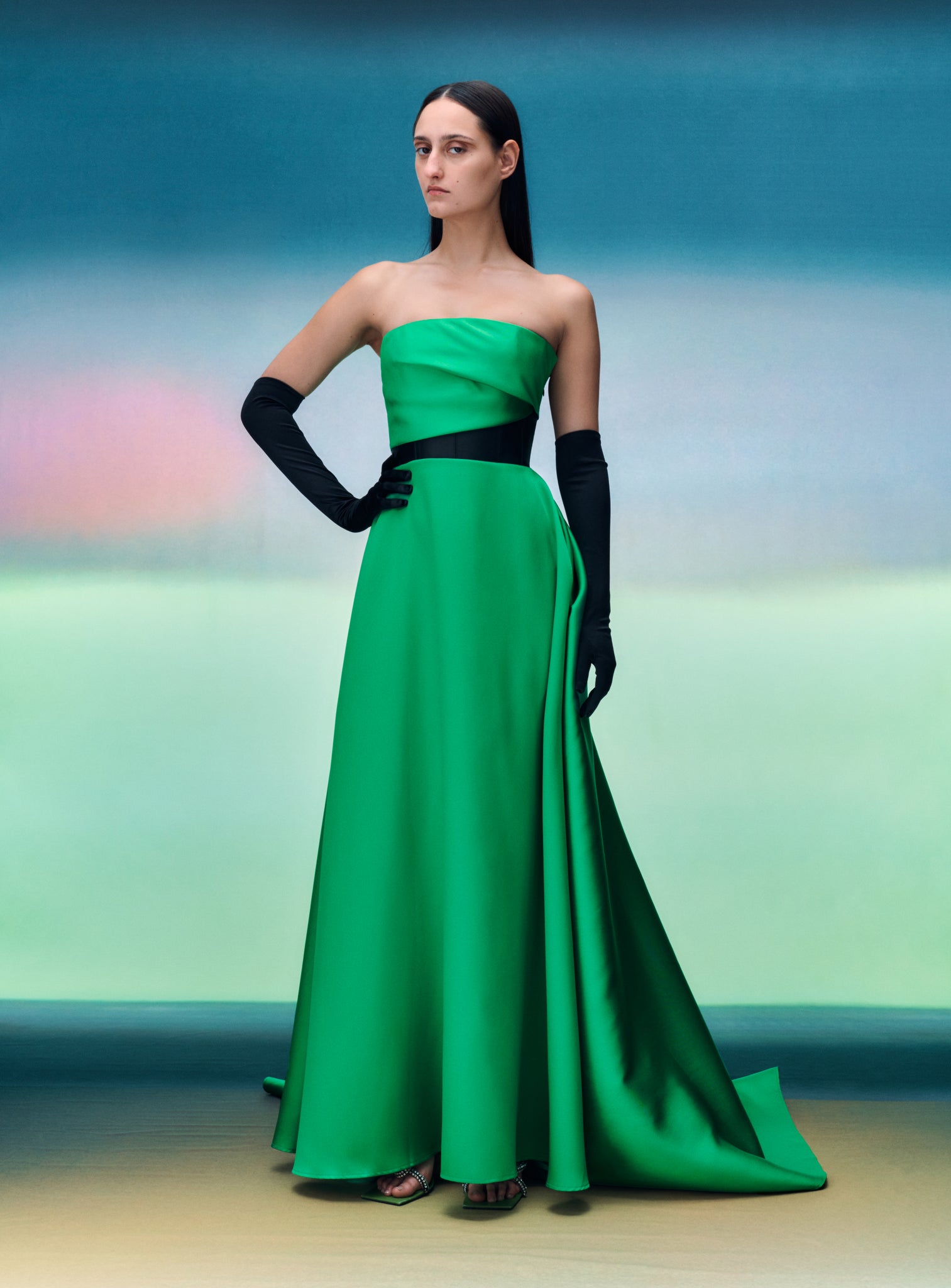 The Veronica Maxi Dress in Bright Green & Black