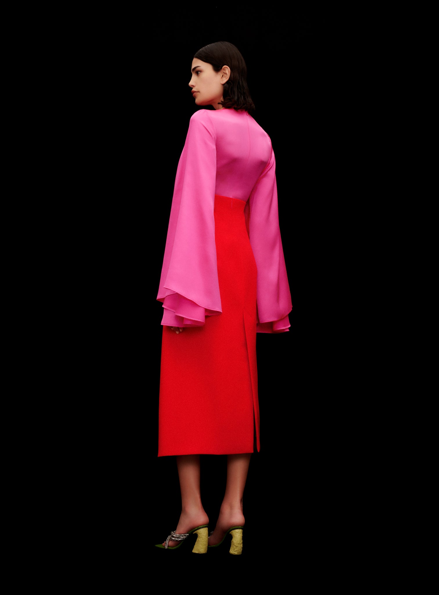 The Asta Midi Dress in Hot Pink & Red