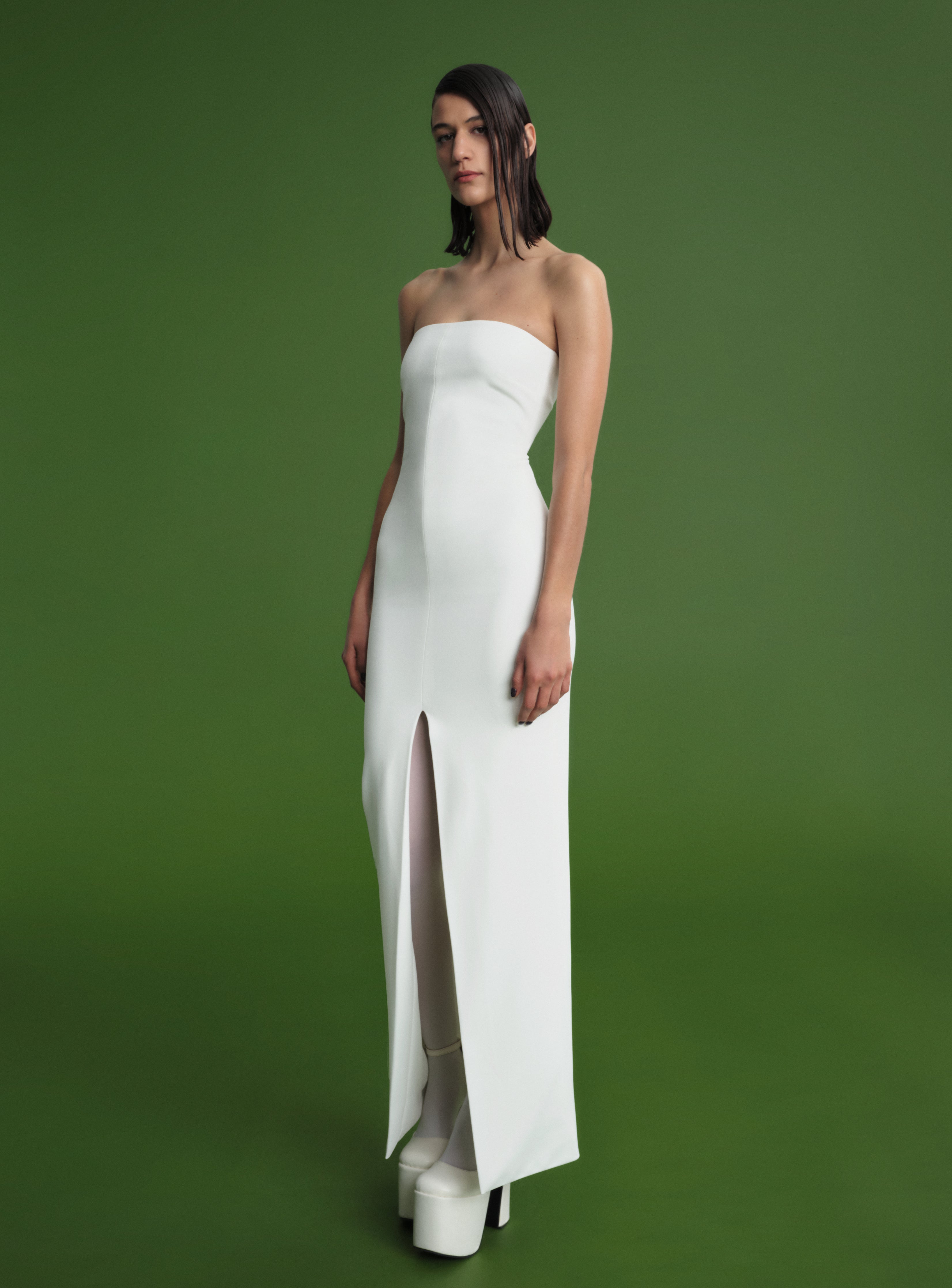 solace london dress white Davina off-the-shoulder draped faille gown - cream catching mini dresses Solace London White Dresses -