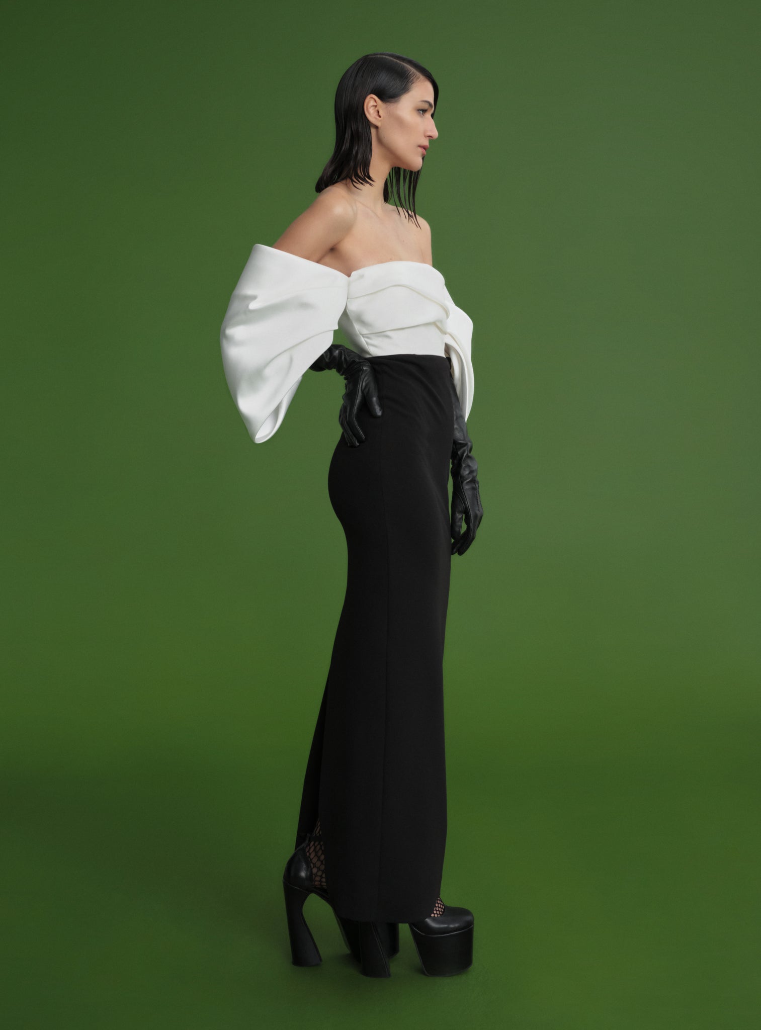 The Arla Maxi Dress in Black and Cream