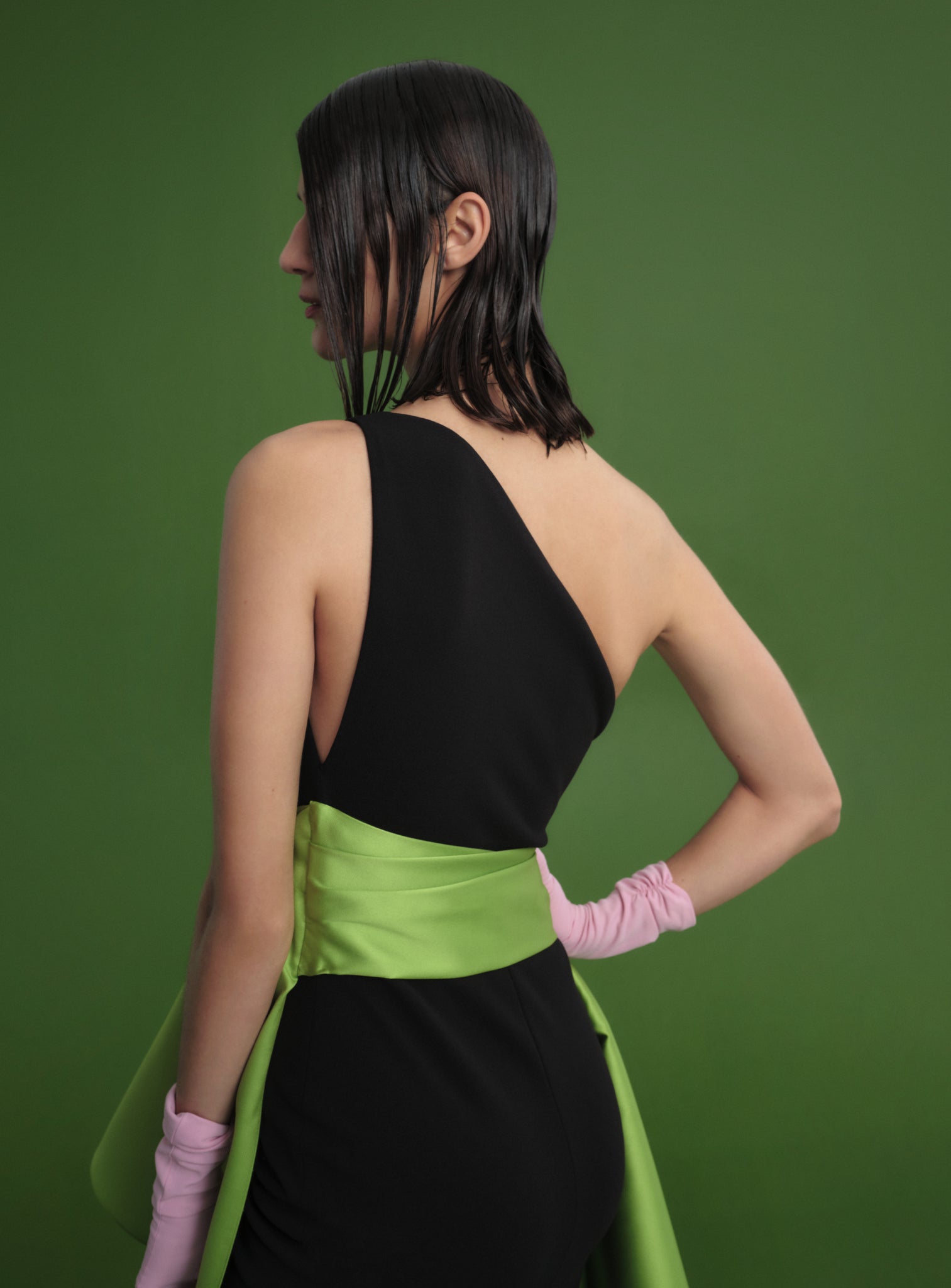 The Calla Maxi Dress in Black & Chartreuse