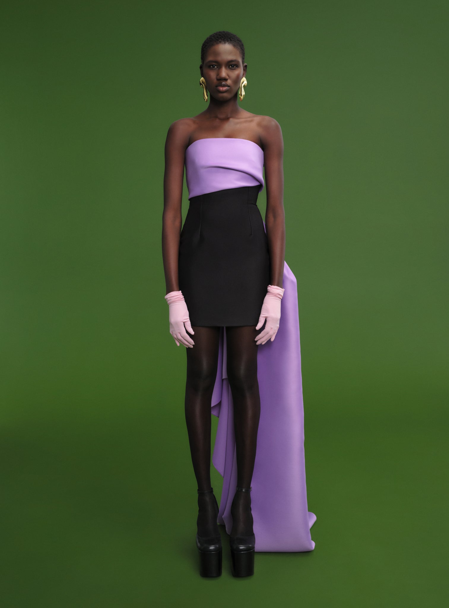 The Meyer Mini Dress in Lilac & Black