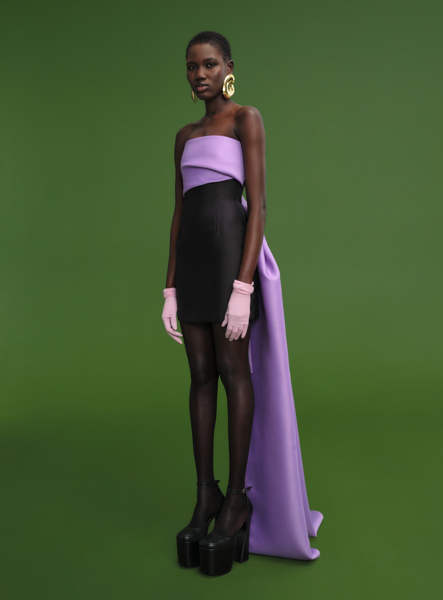 The Meyer Mini Dress in Lilac & Black
