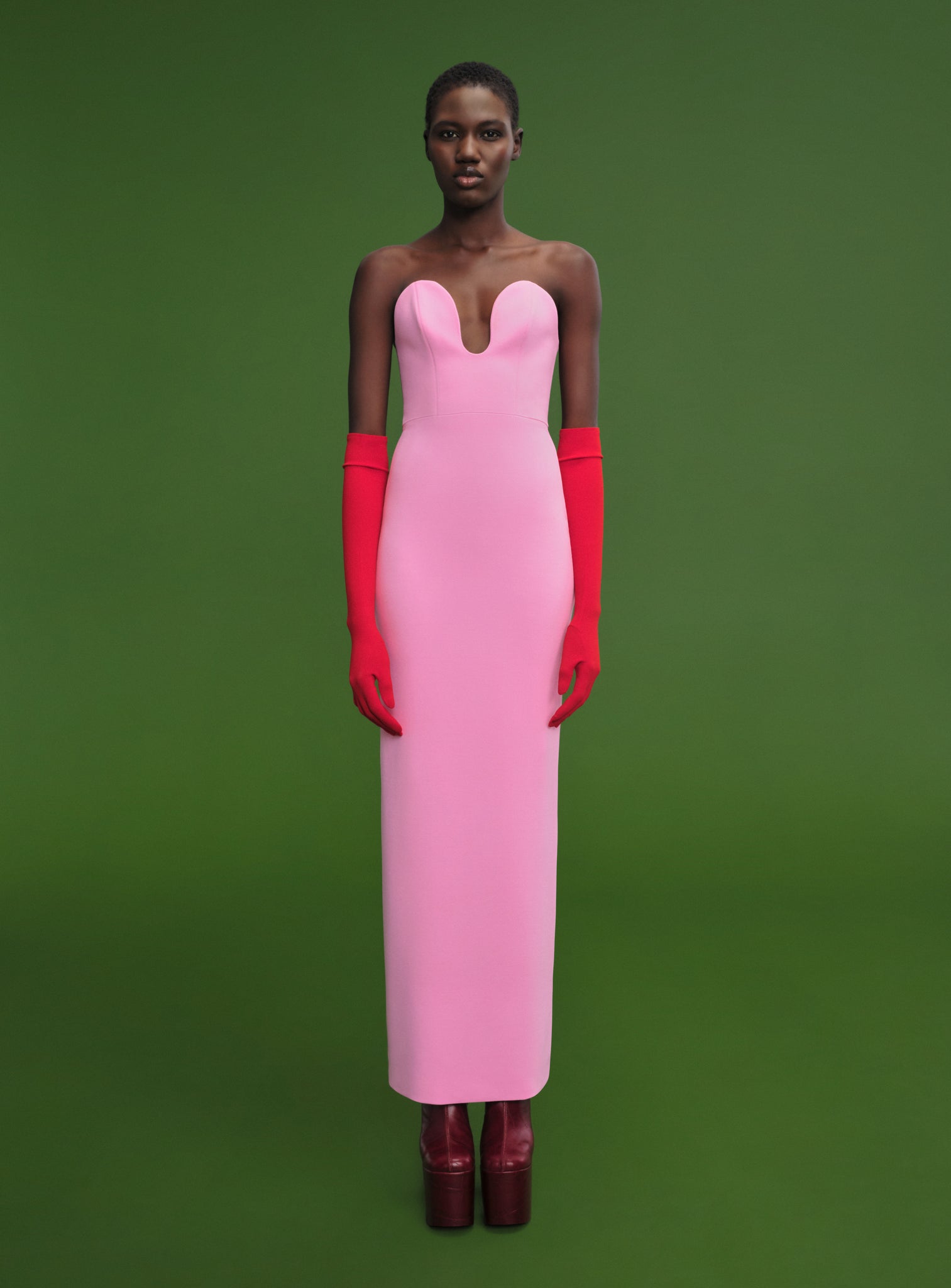 solace london red dress Ember belted crepe maxi dress - red