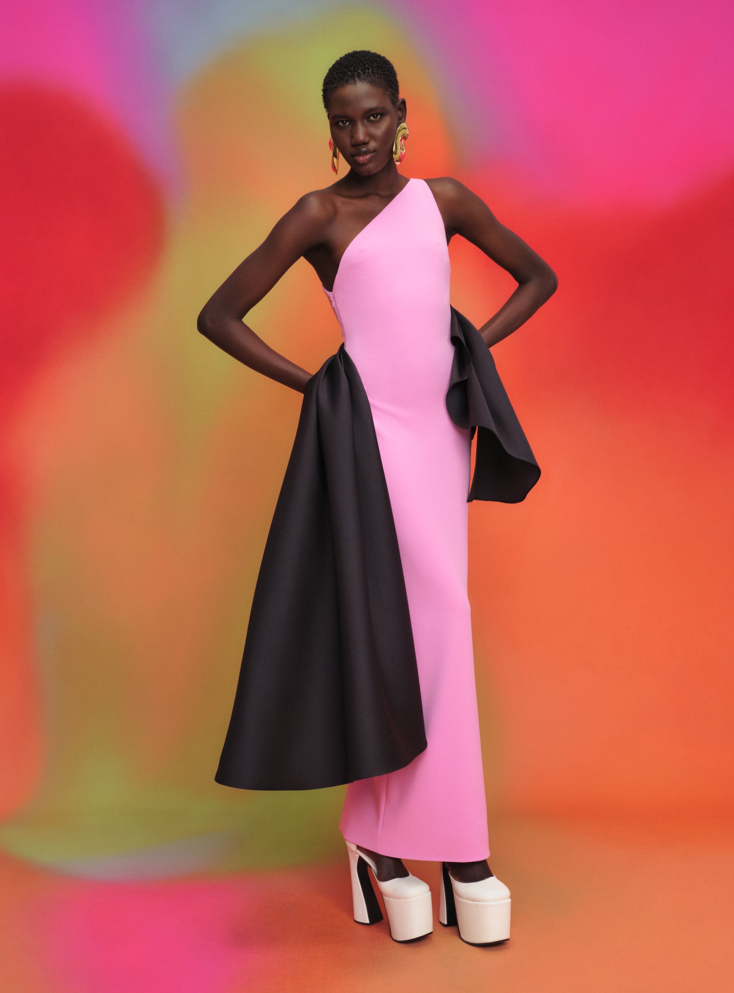 The Calla Maxi Dress in Bubblegum & Black