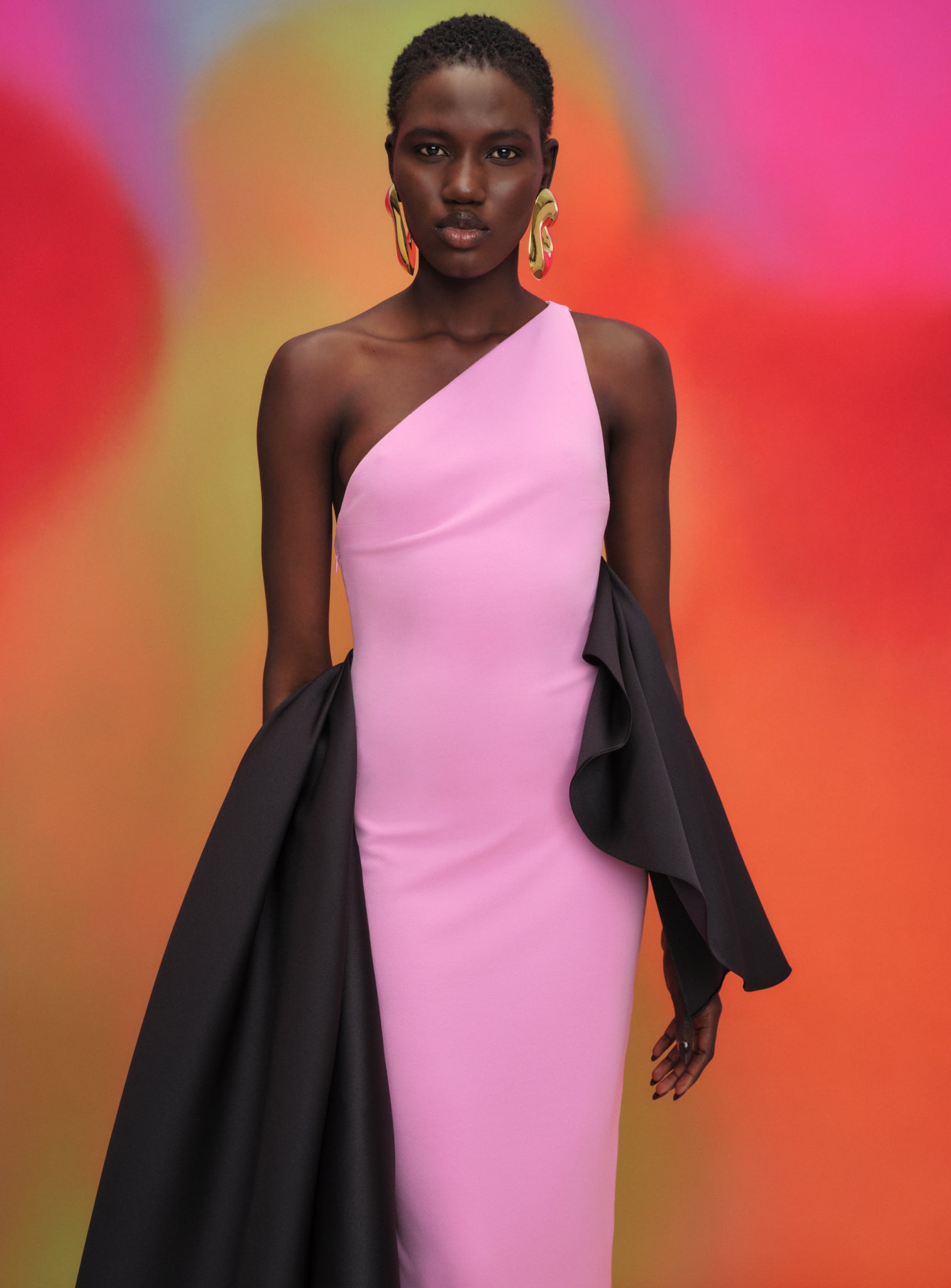 The Calla Maxi Dress in Bubblegum & Black