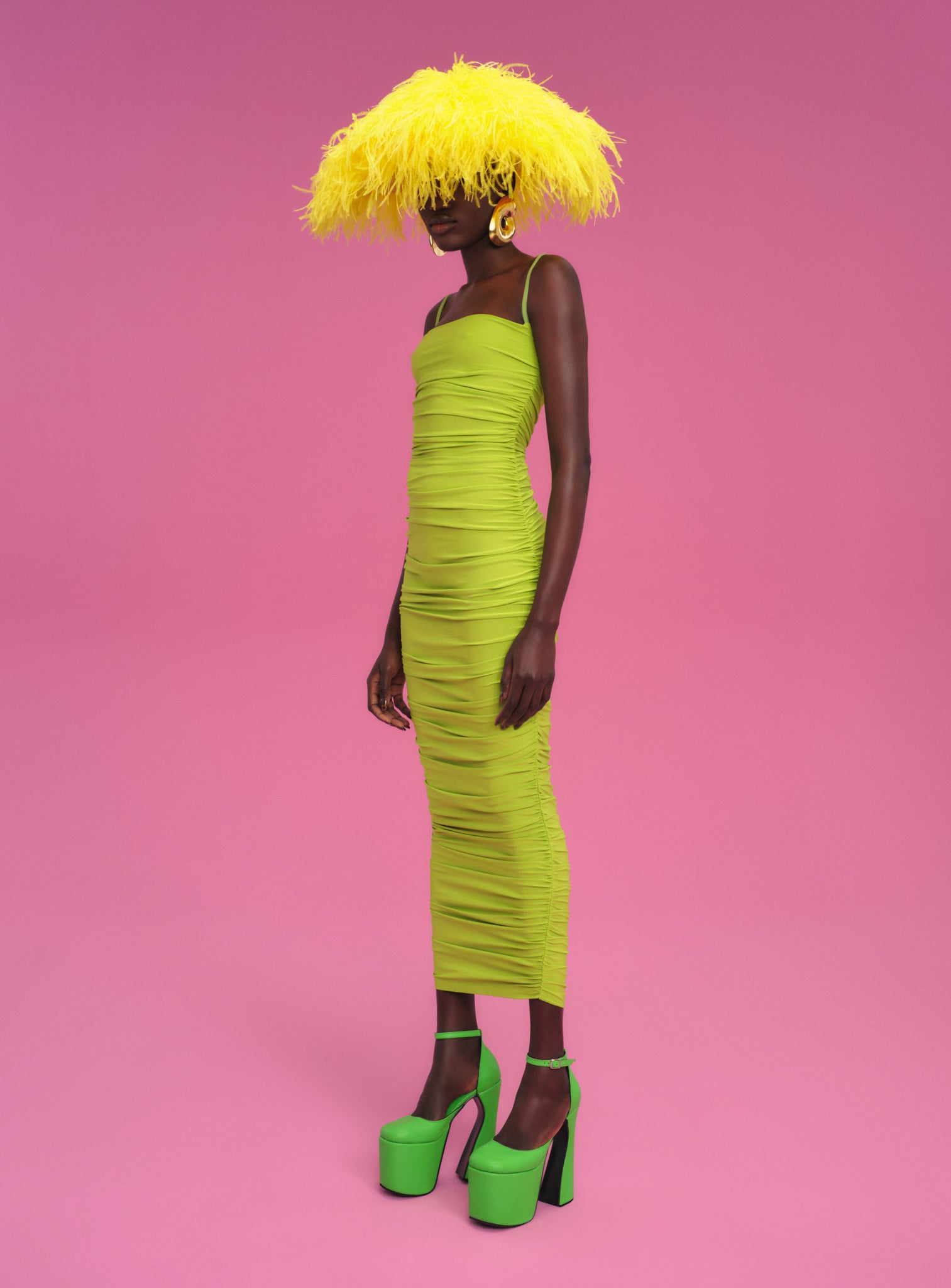 Adler Midi Dress in Chartreuse