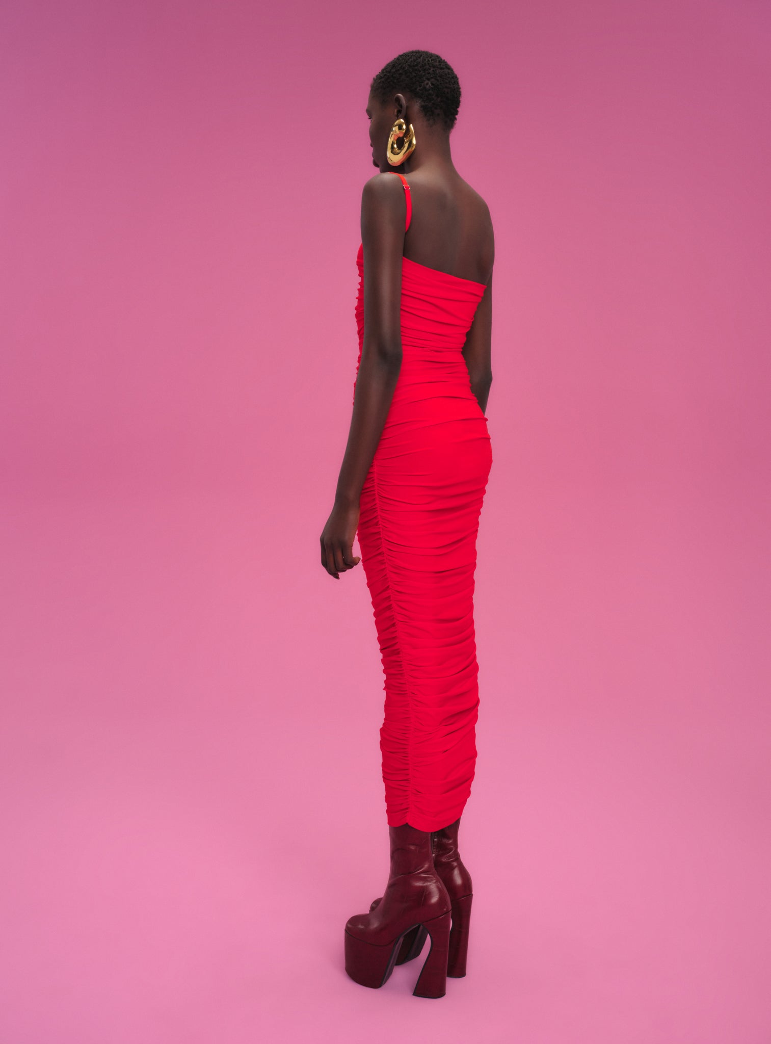 Adler Midi Dress in Red