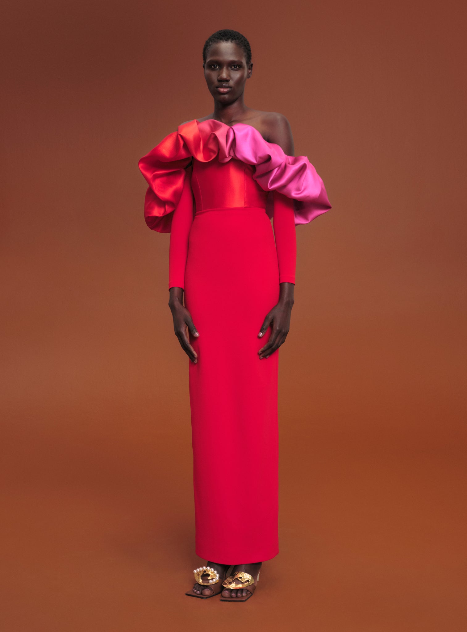 The Elson Maxi Dress in Royal Red & Pink Ombre