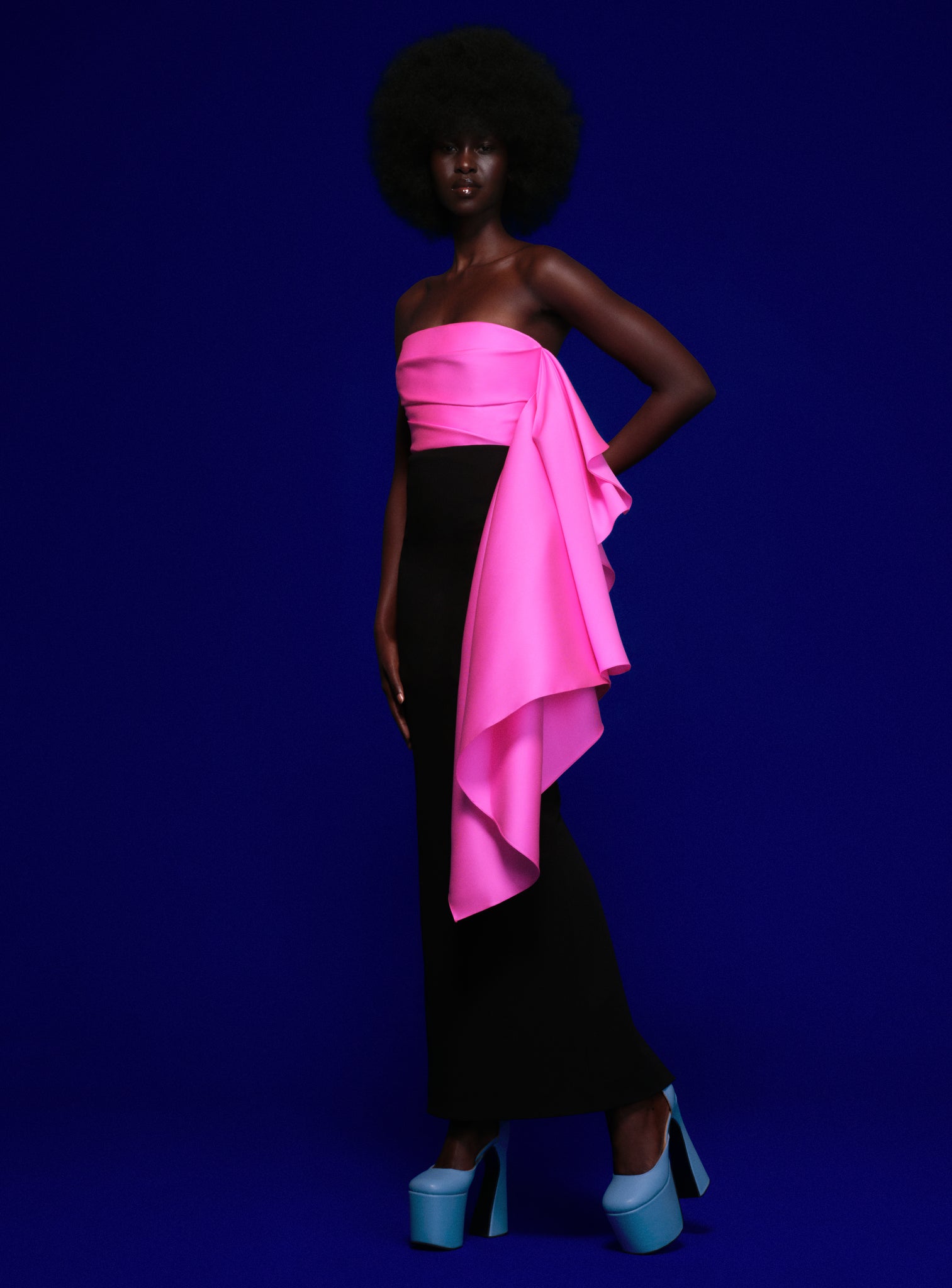 The Milena Maxi Dress in Hot Pink & Black