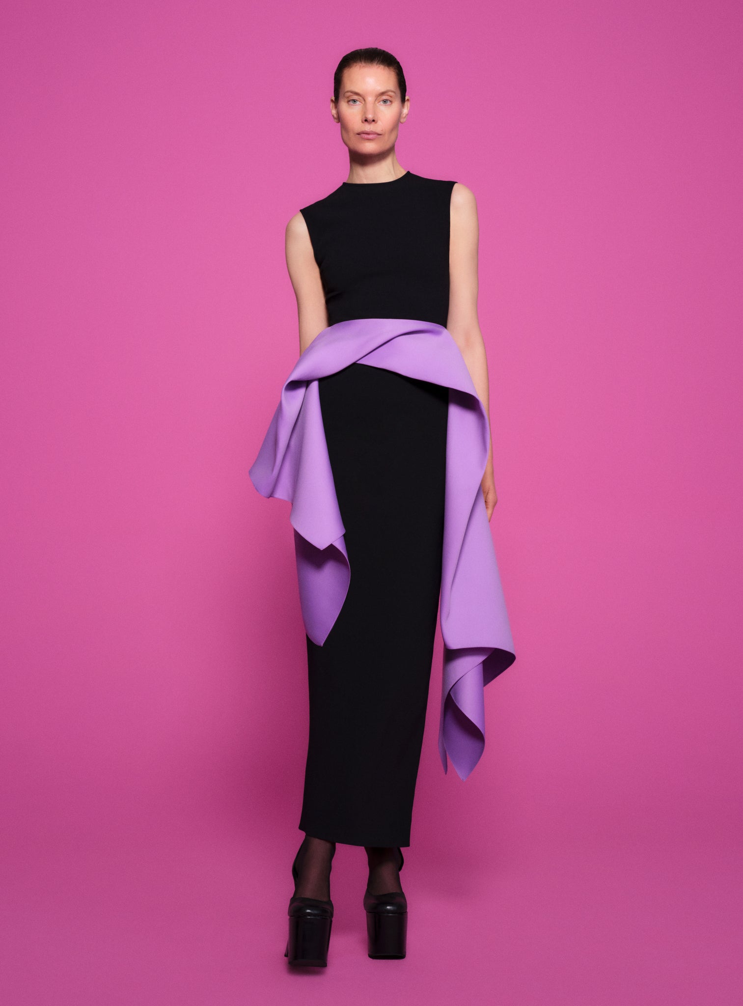 The Renn Maxi Dress in Black & Lilac