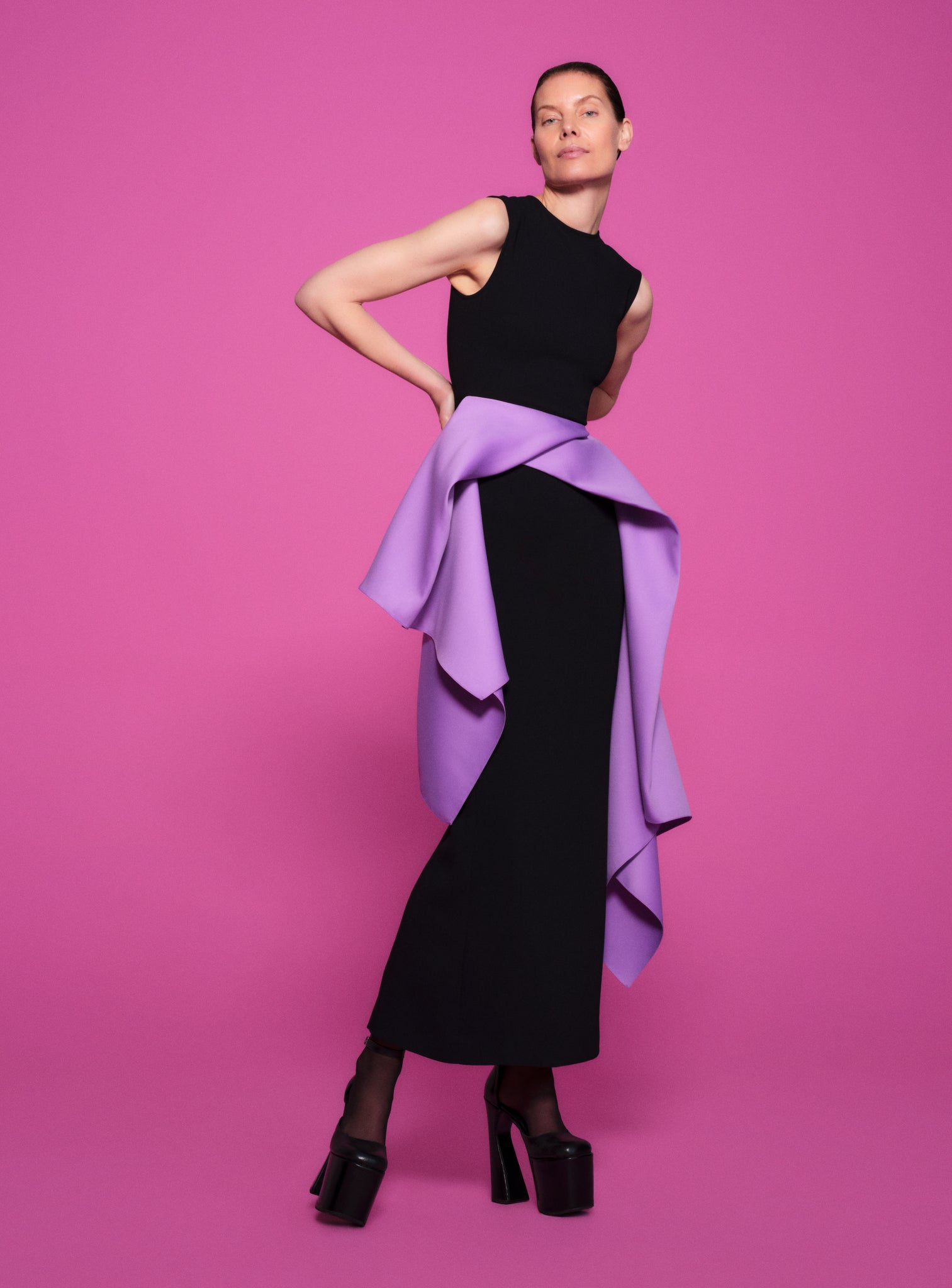 The Renn Maxi Dress in Black & Lilac