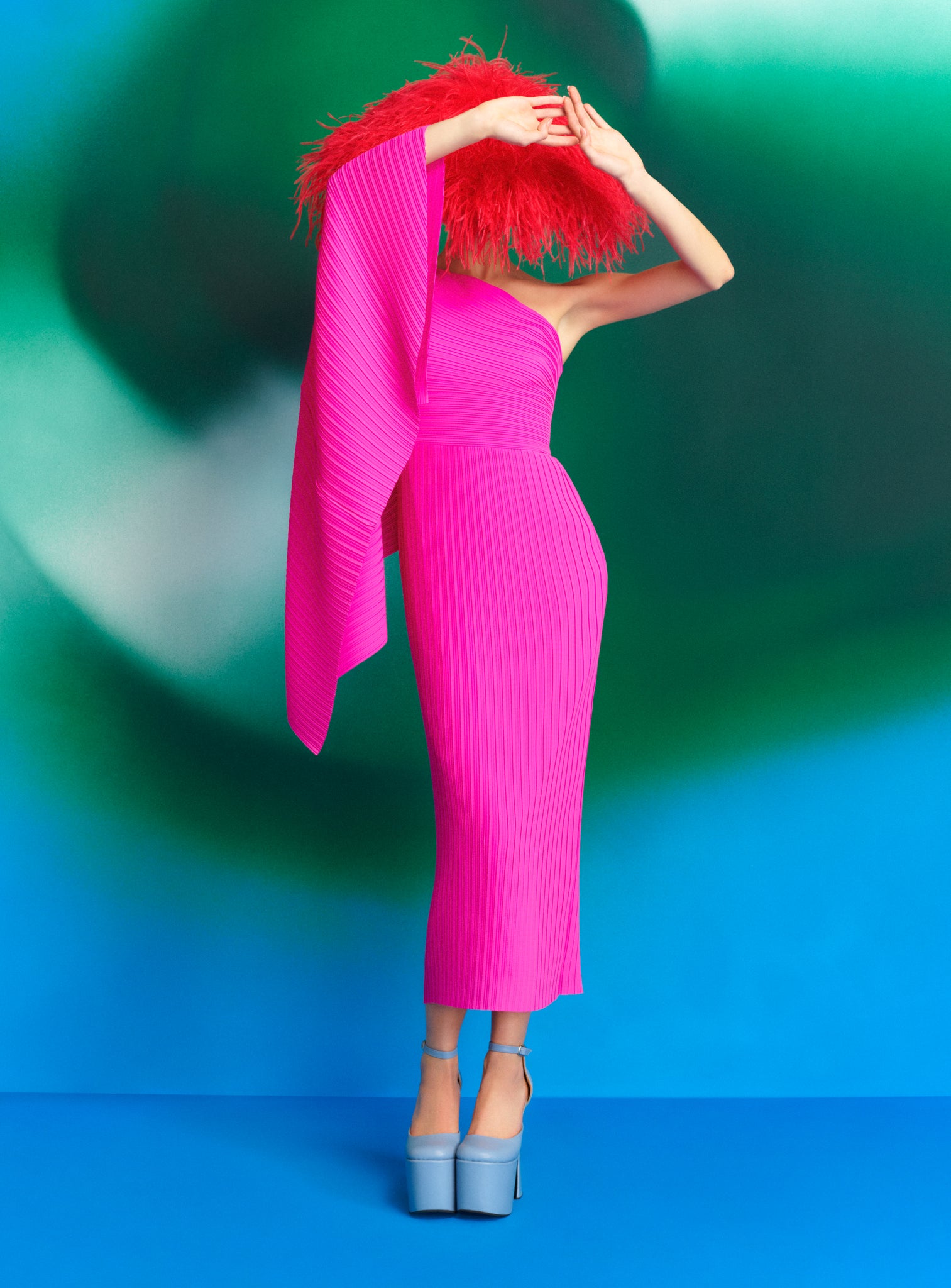 The Lenna Midi Dress in Fuchsia