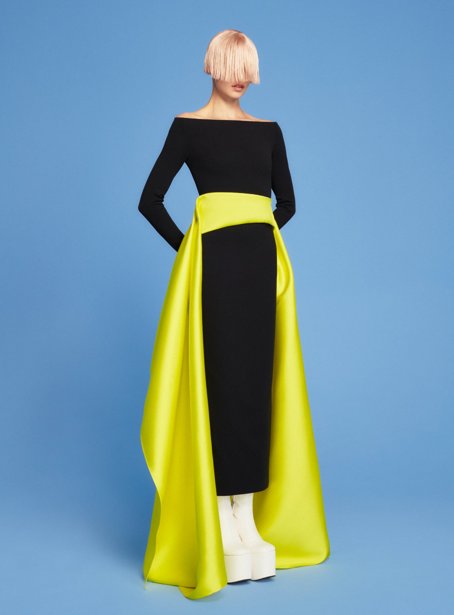 The Livia Maxi Dress in Black & Citrus