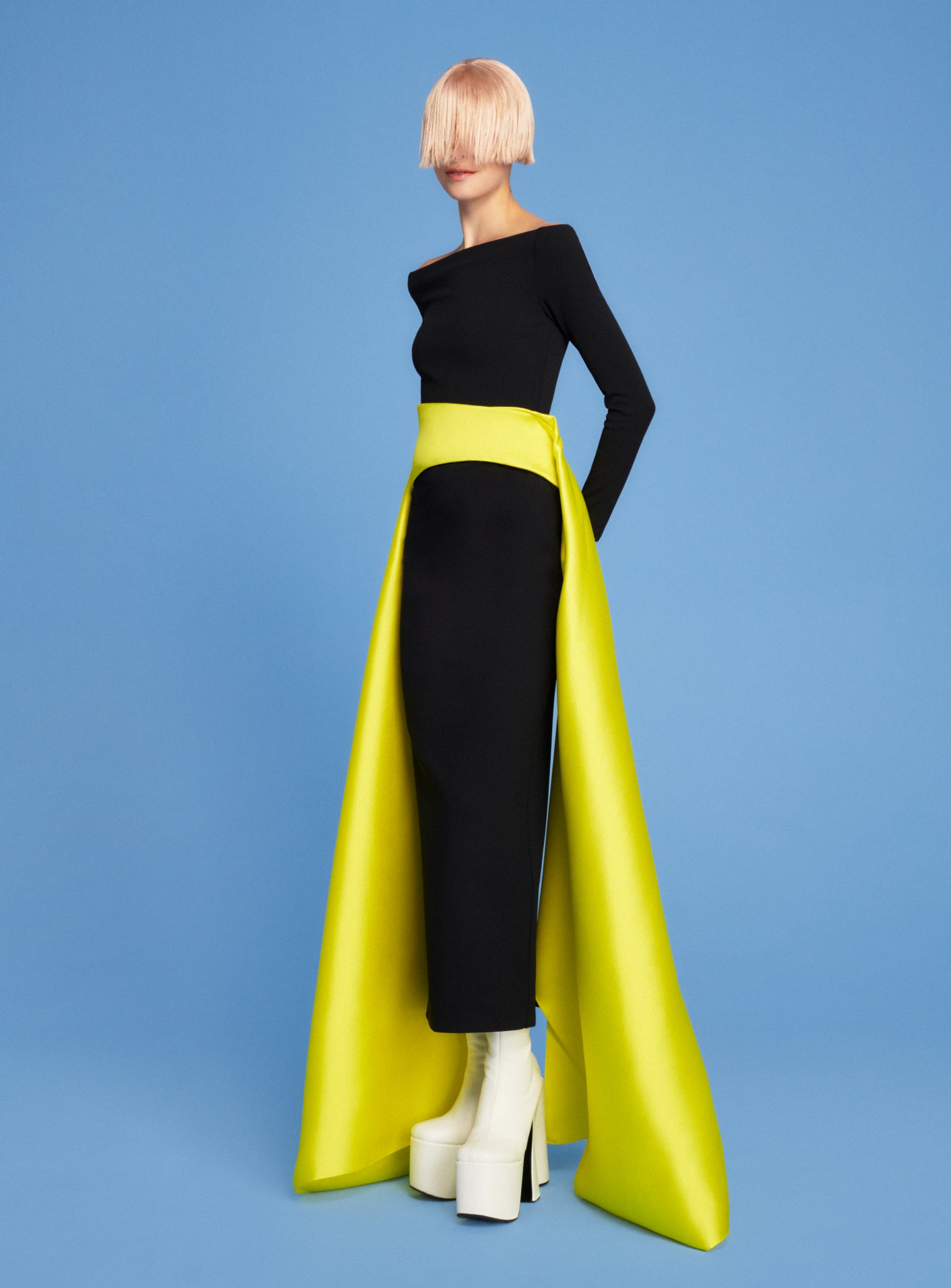 The Livia Maxi Dress in Black & Citrus