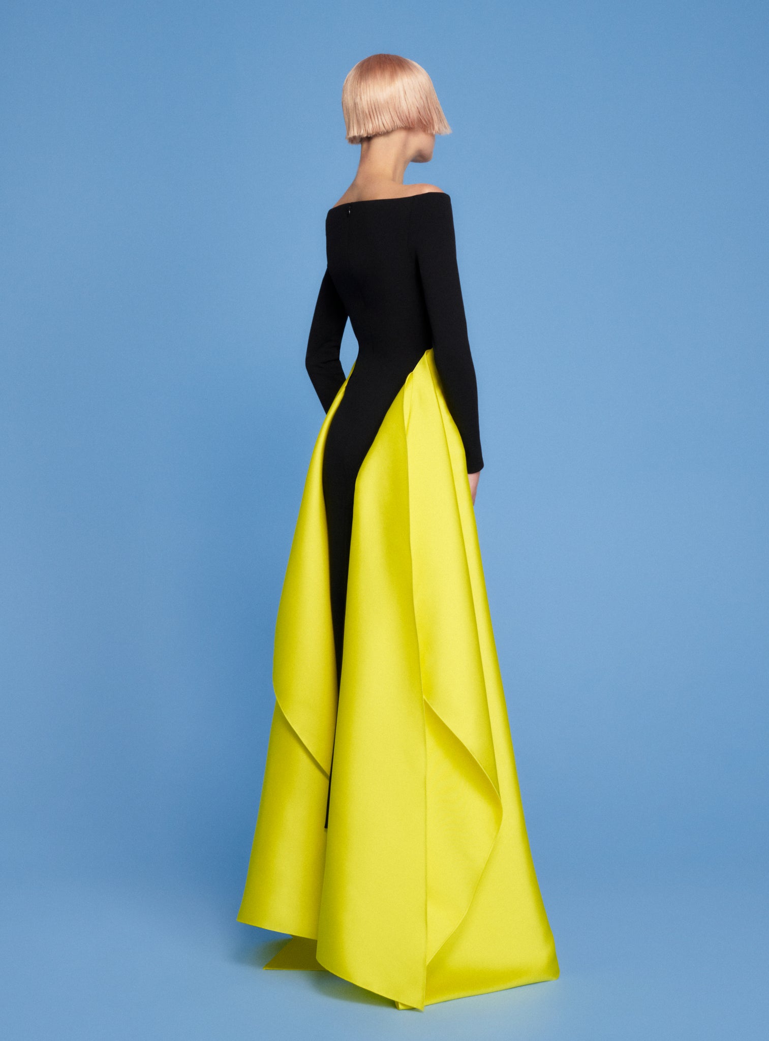 The Livia Maxi Dress in Black & Citrus