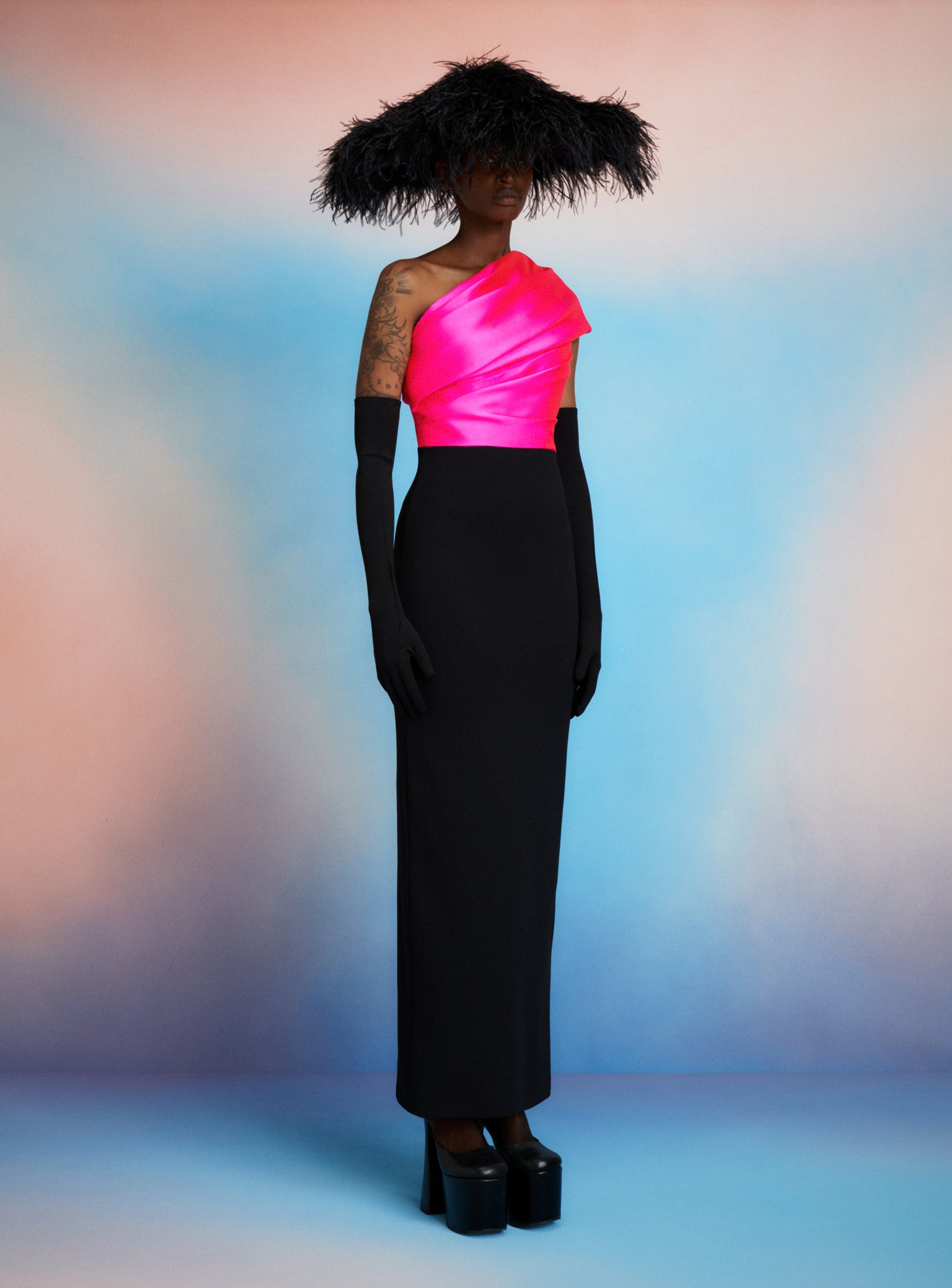 The Selia Maxi Dress in Hot Pink & Black