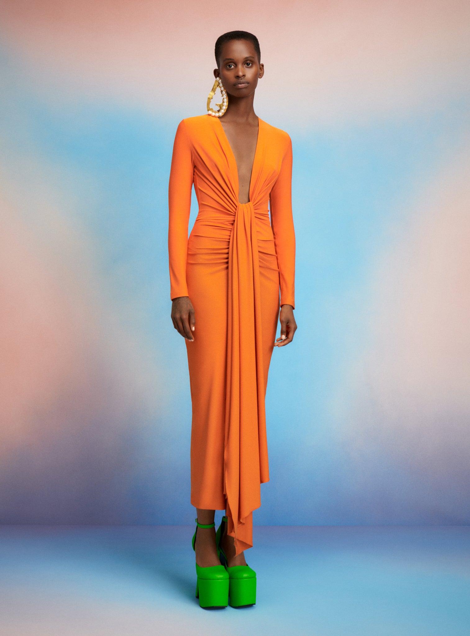 The Lorena Midi Dress in Apricot