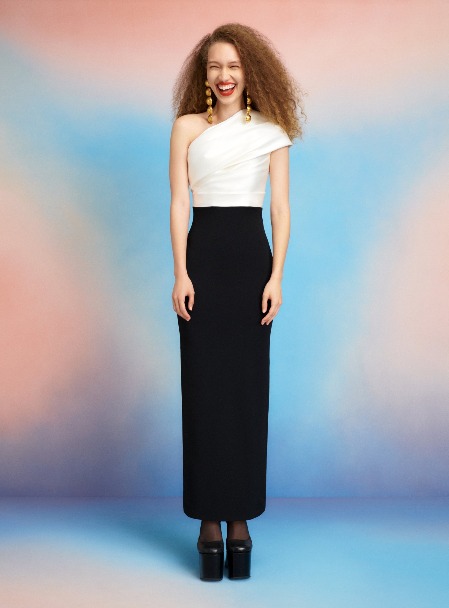 The Selia Maxi Dress in Cream & Black