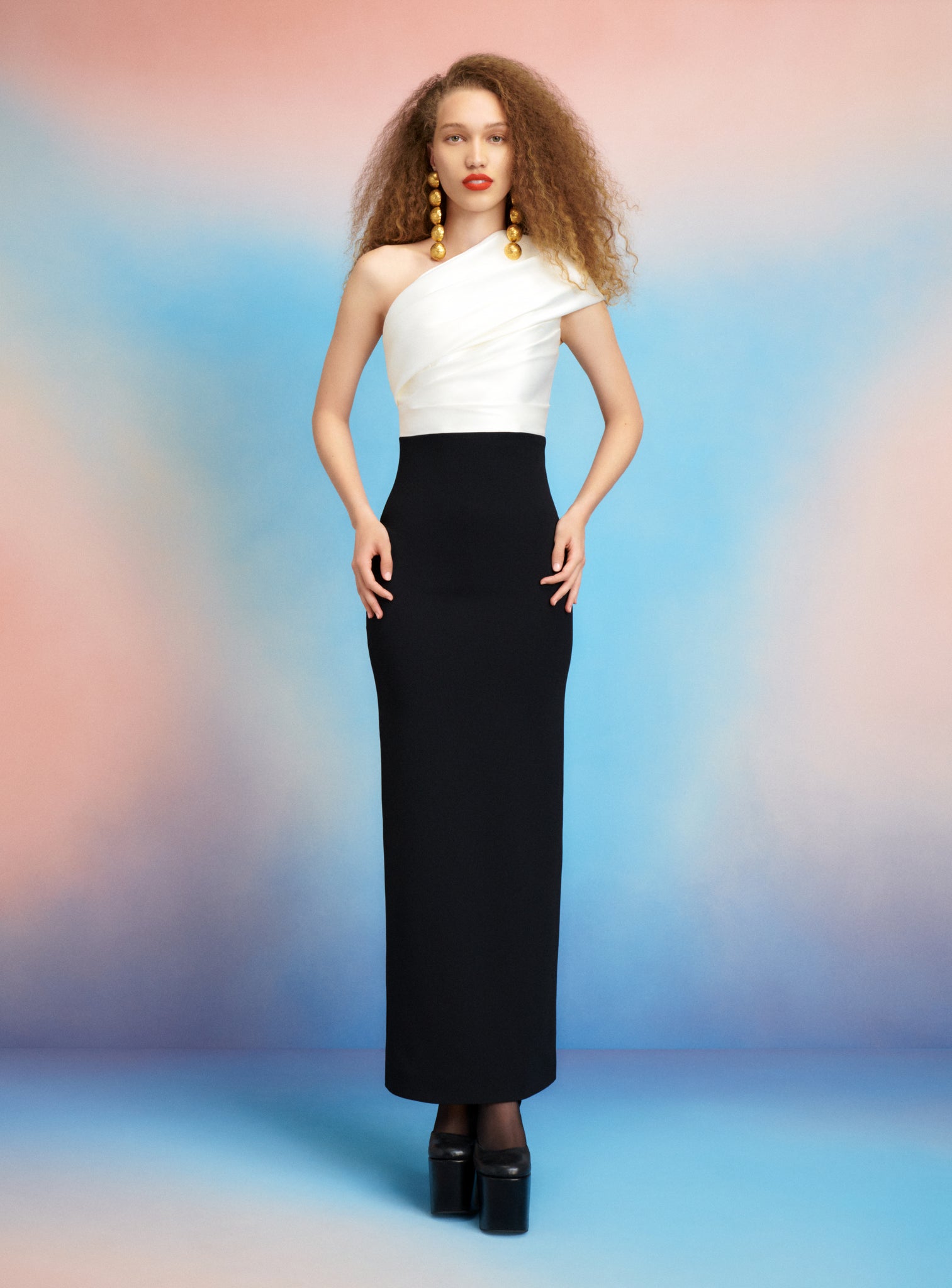 The Selia Maxi Dress in Cream & Black