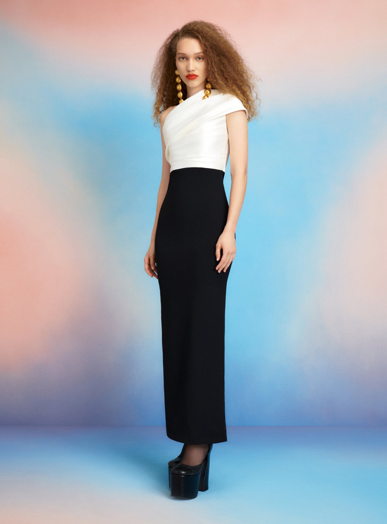 The Selia Maxi Dress in Cream & Black