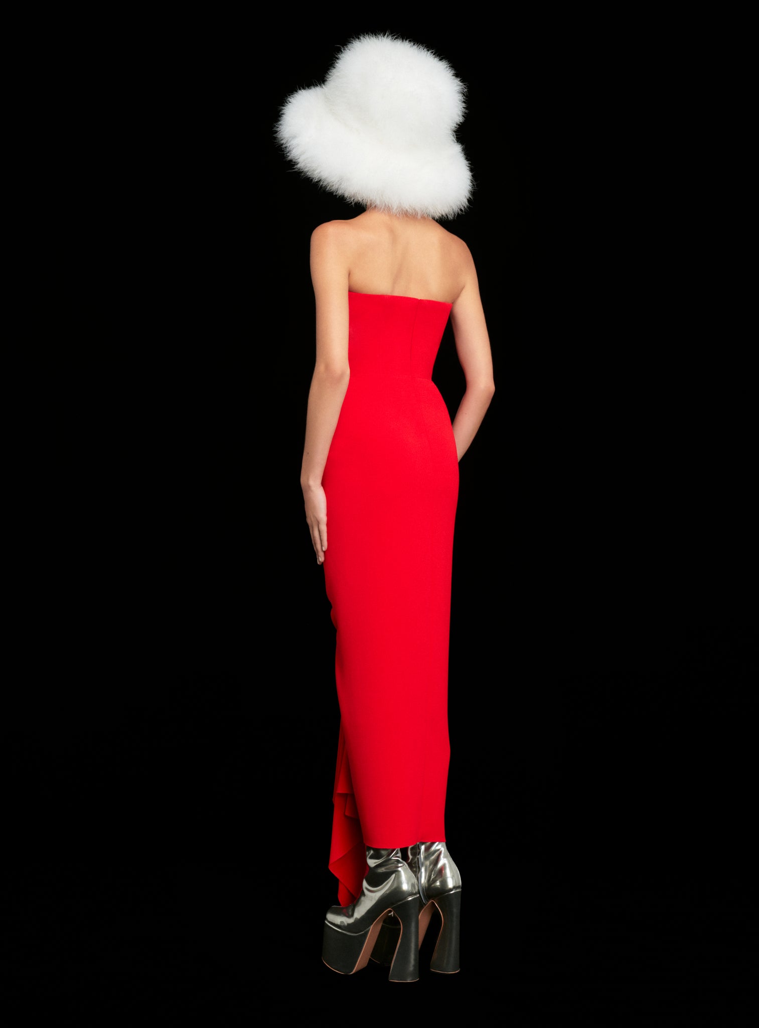 The Thalia Midi Dress in Bright Red