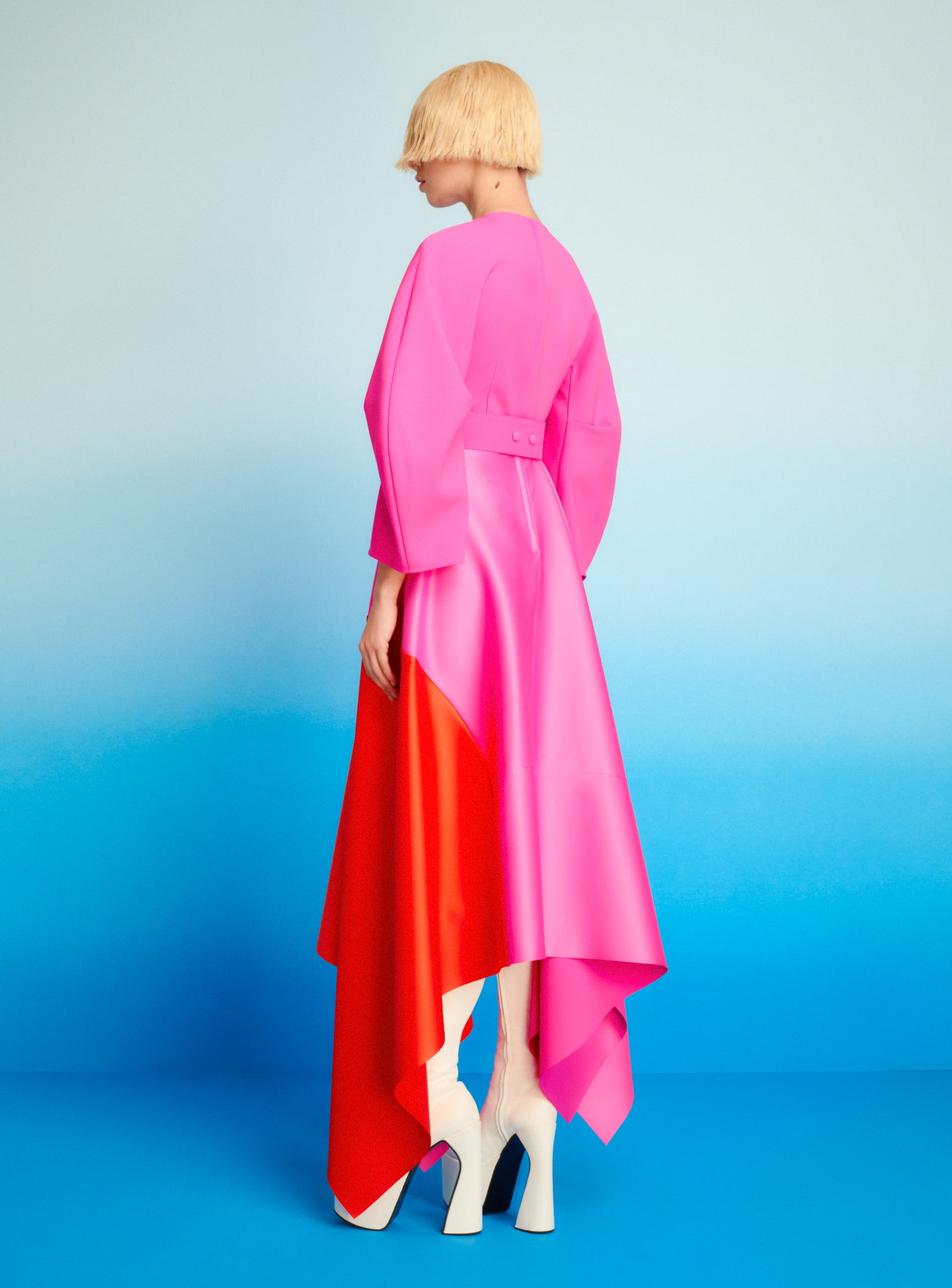 The Quinn Midi Dress in Fuchsia & Orange