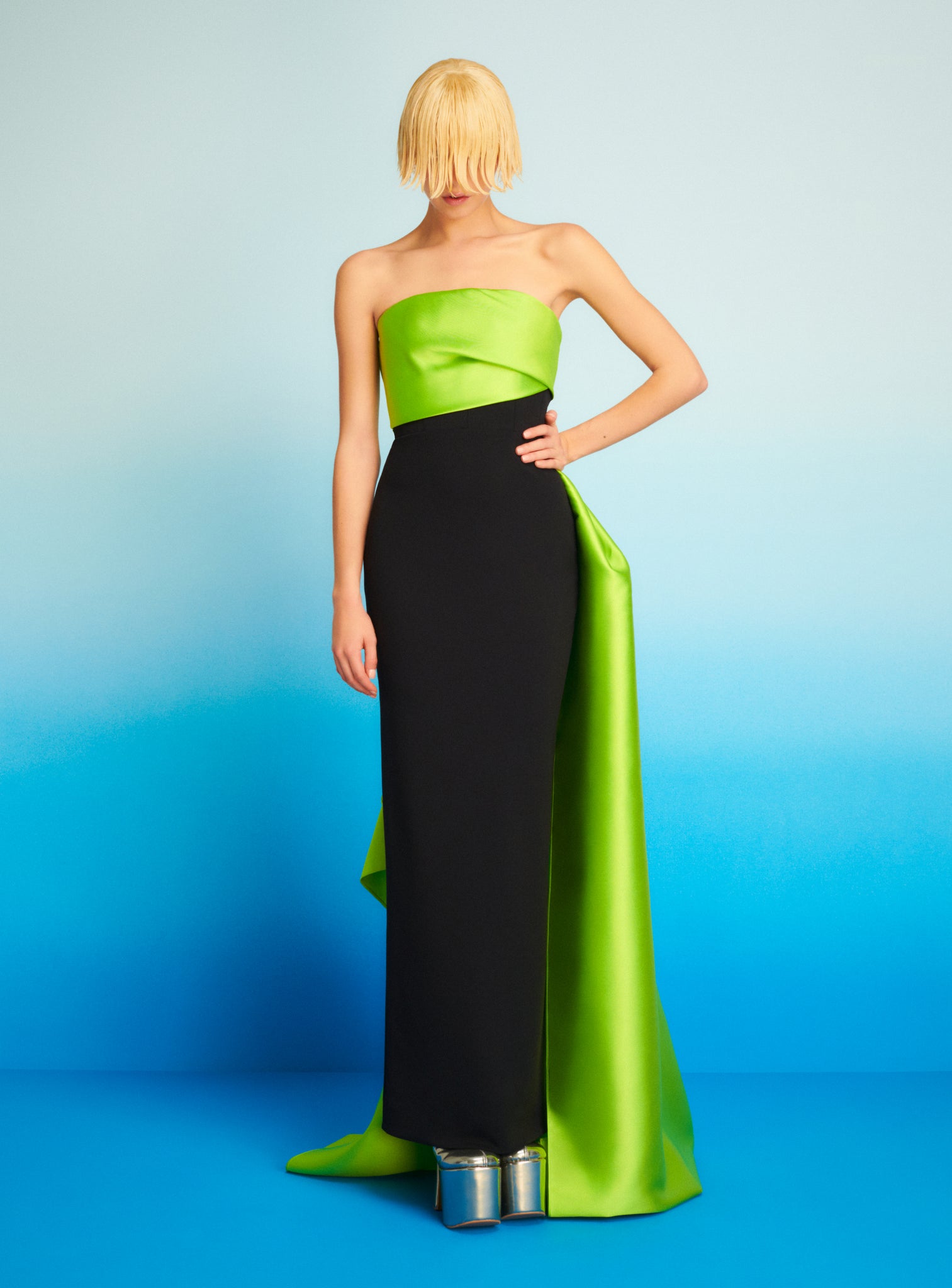 The Kinsley Maxi Dress in Chartreuse & Black