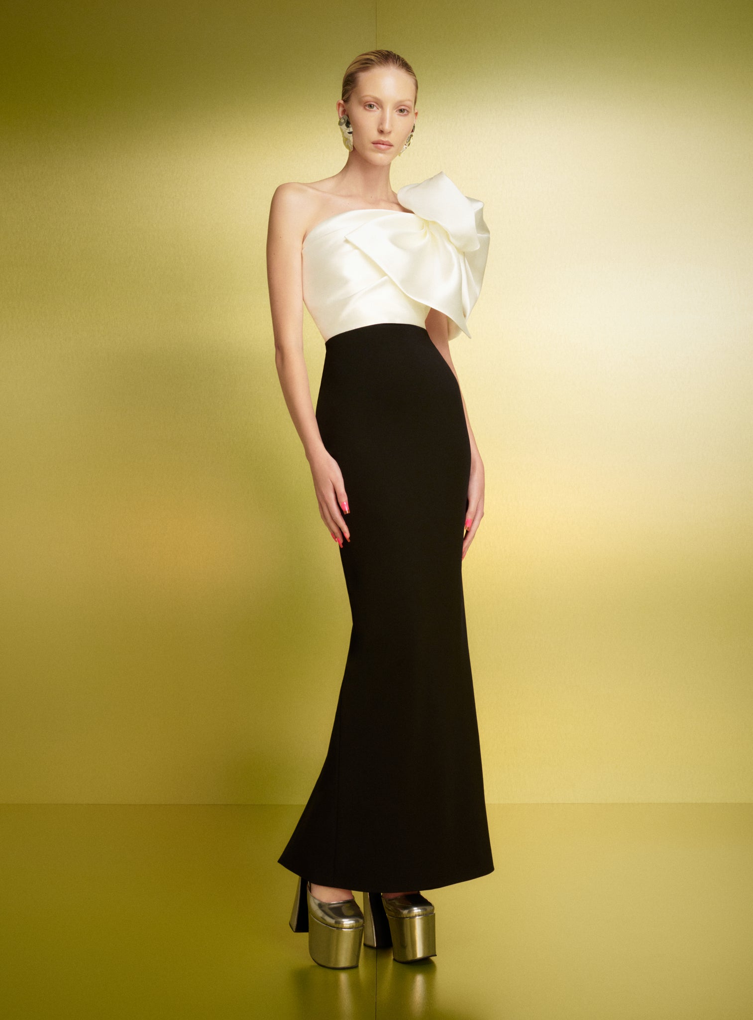 The Iyana Maxi Dress in Cream and Black