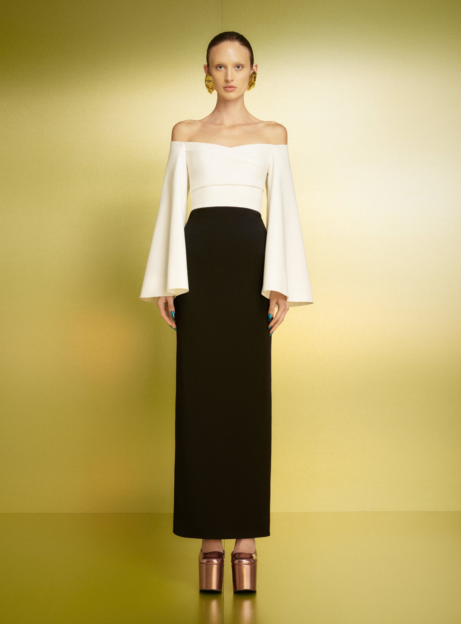 The Eliana Maxi Dress in Cream and Black