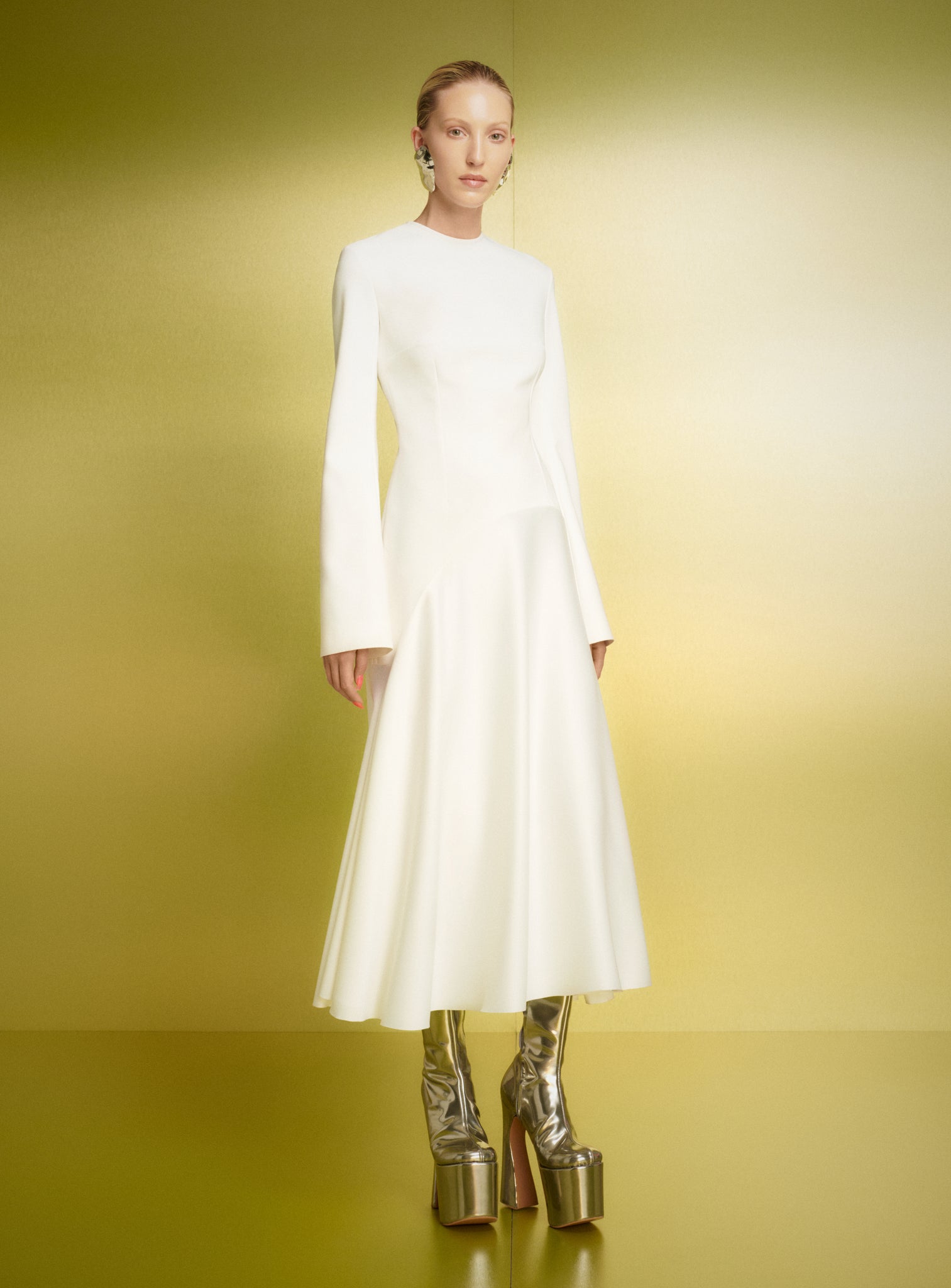 The Gaia Midi Dress in Cream