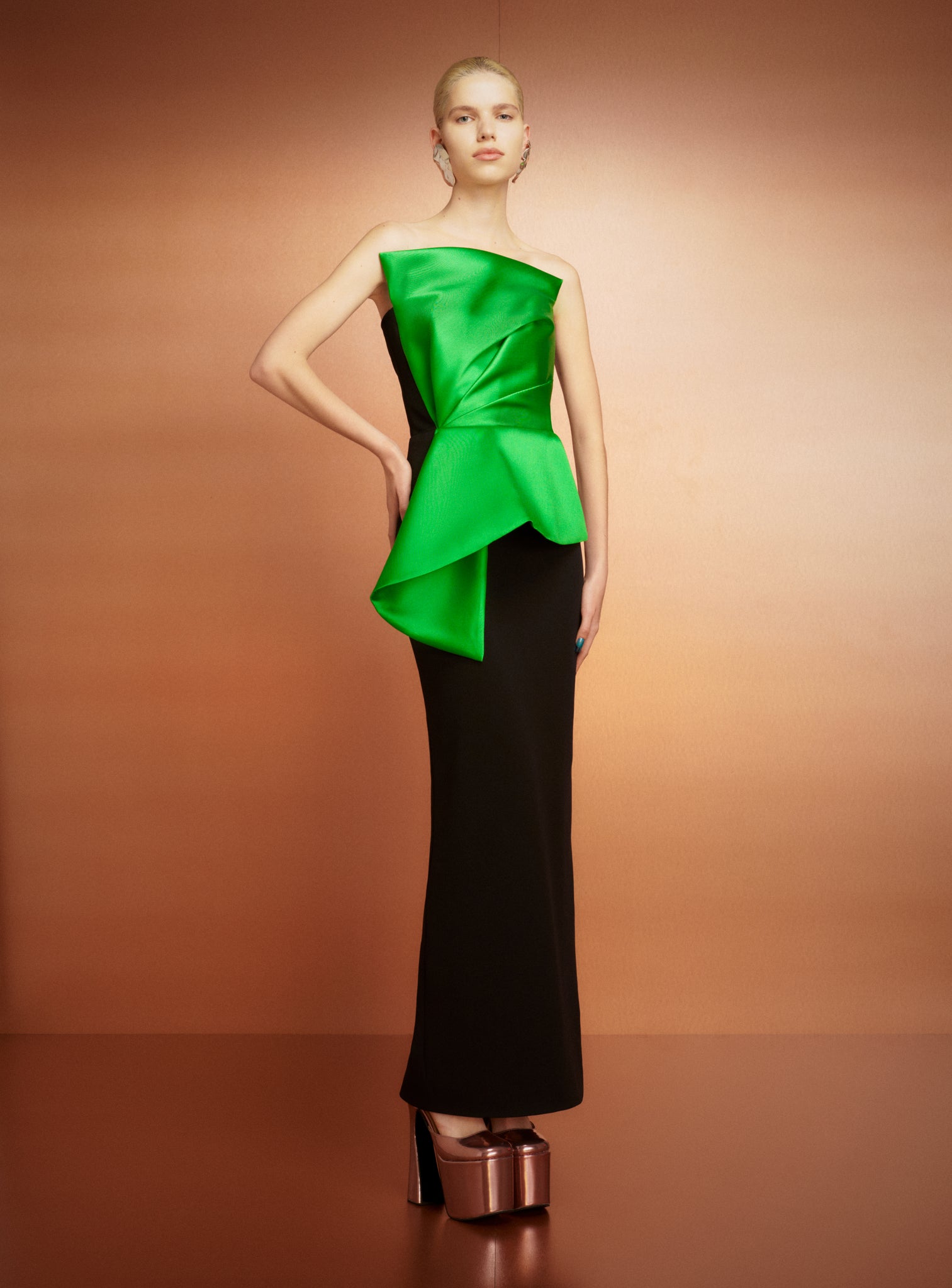 The Zuri Maxi Dress in Bright Green and Black