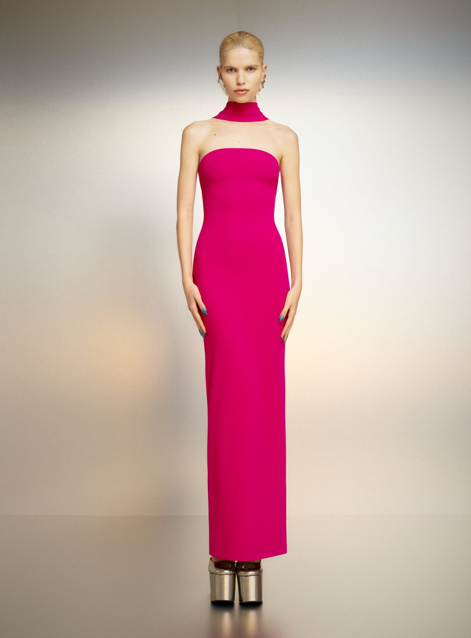 The Amari Maxi Dress in Fuchsia