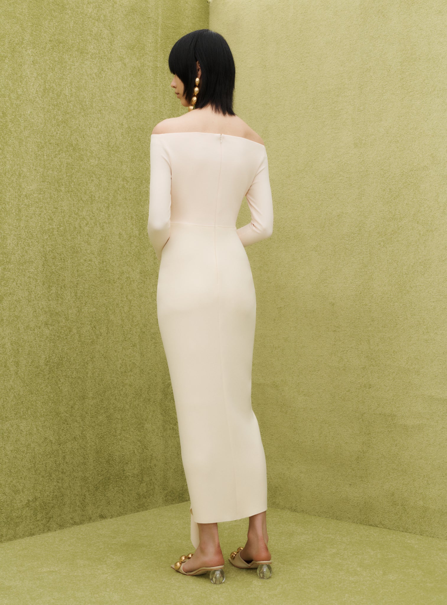 The Lotus Midi Dress in Ivory