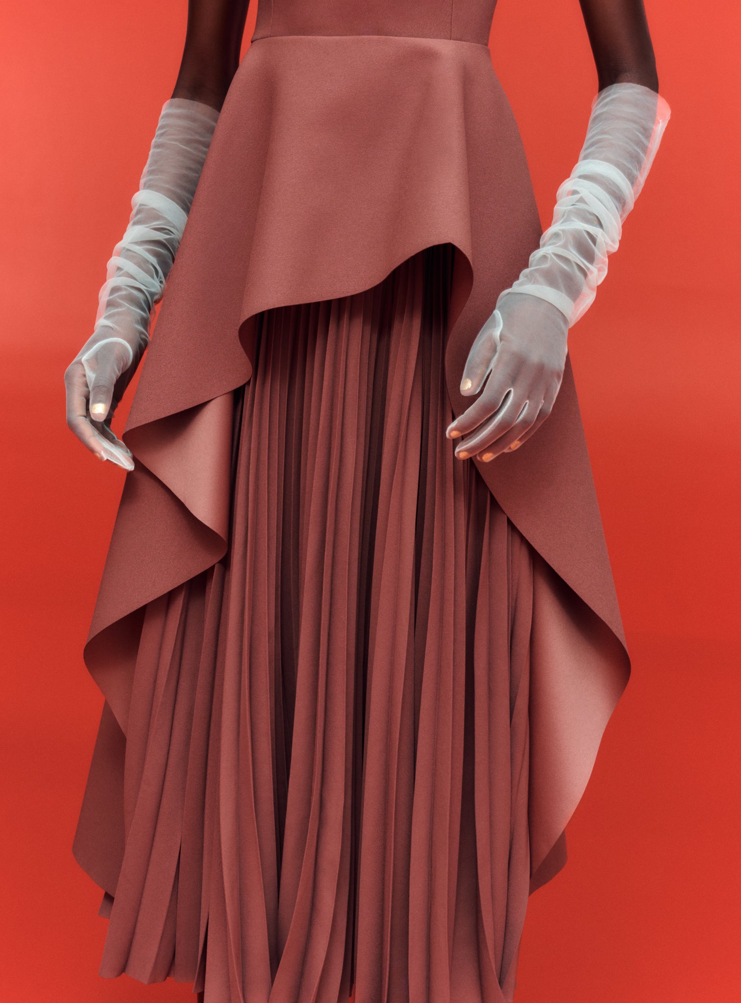solace london severny pleated layered midi dress The Severny Midi Dress in Copper Solace London