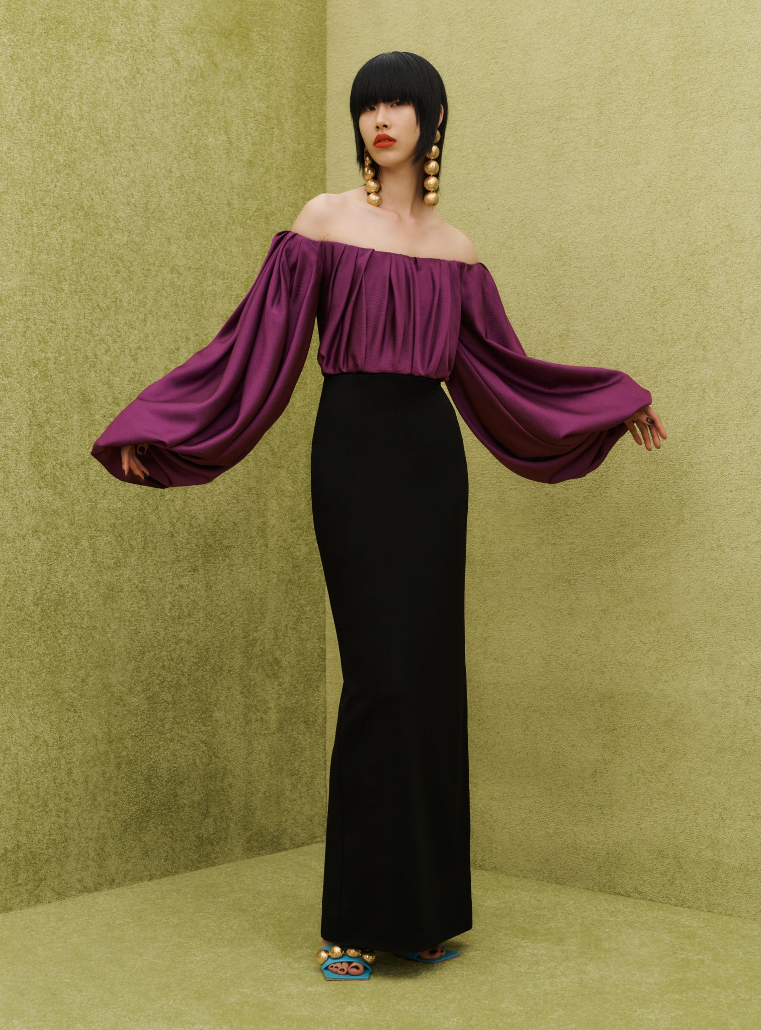 The Finn Maxi Dress in Dark Purple & Black Solace London The Finn Maxi Dress in Dark Purple & Black Solace London