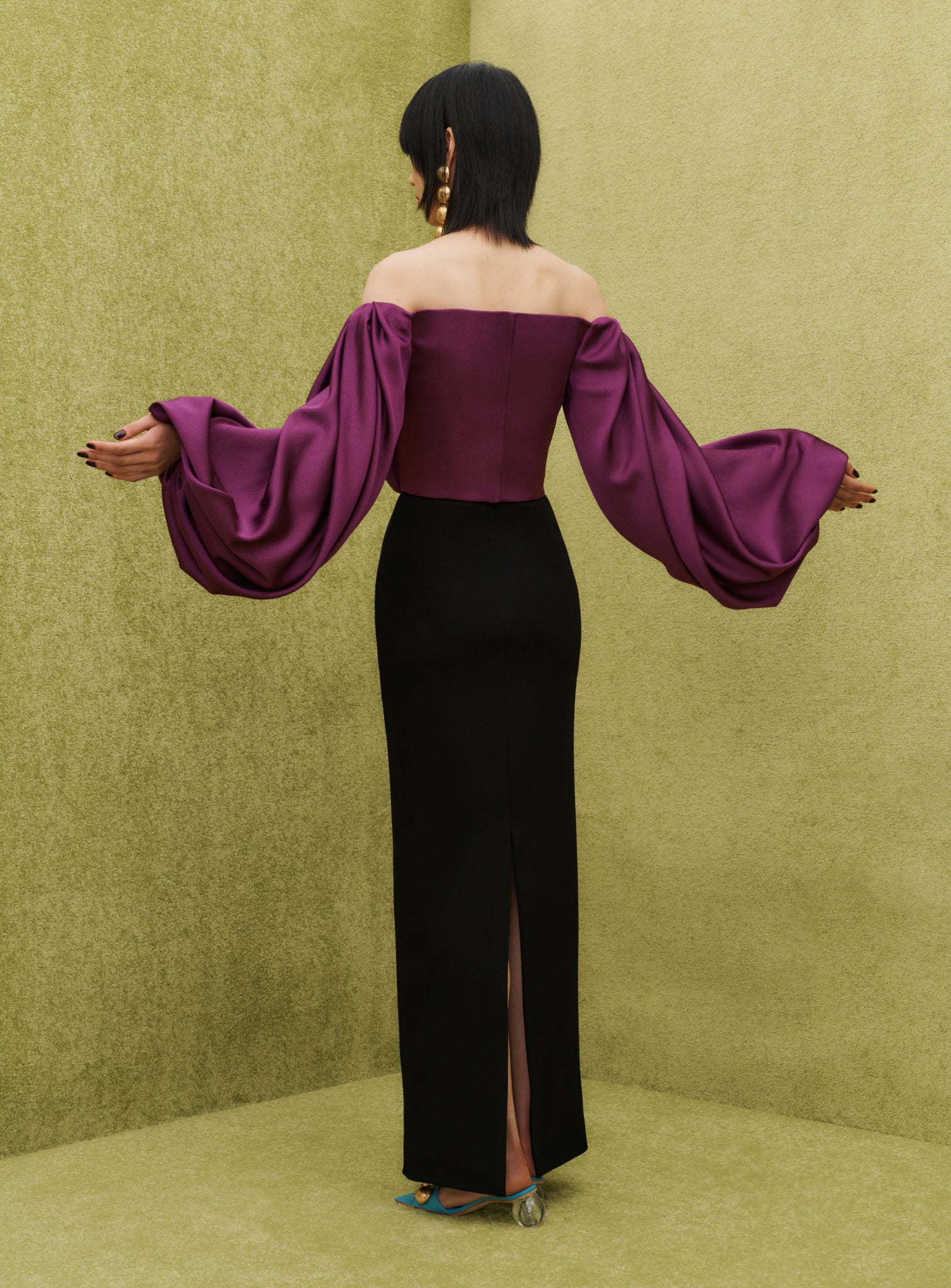 Dark purple and black dress hotsell