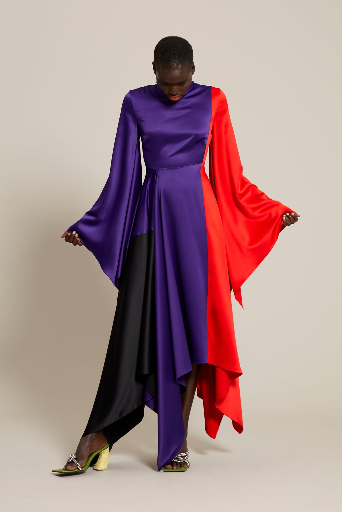 The Ella Dress in Colour Block Purple